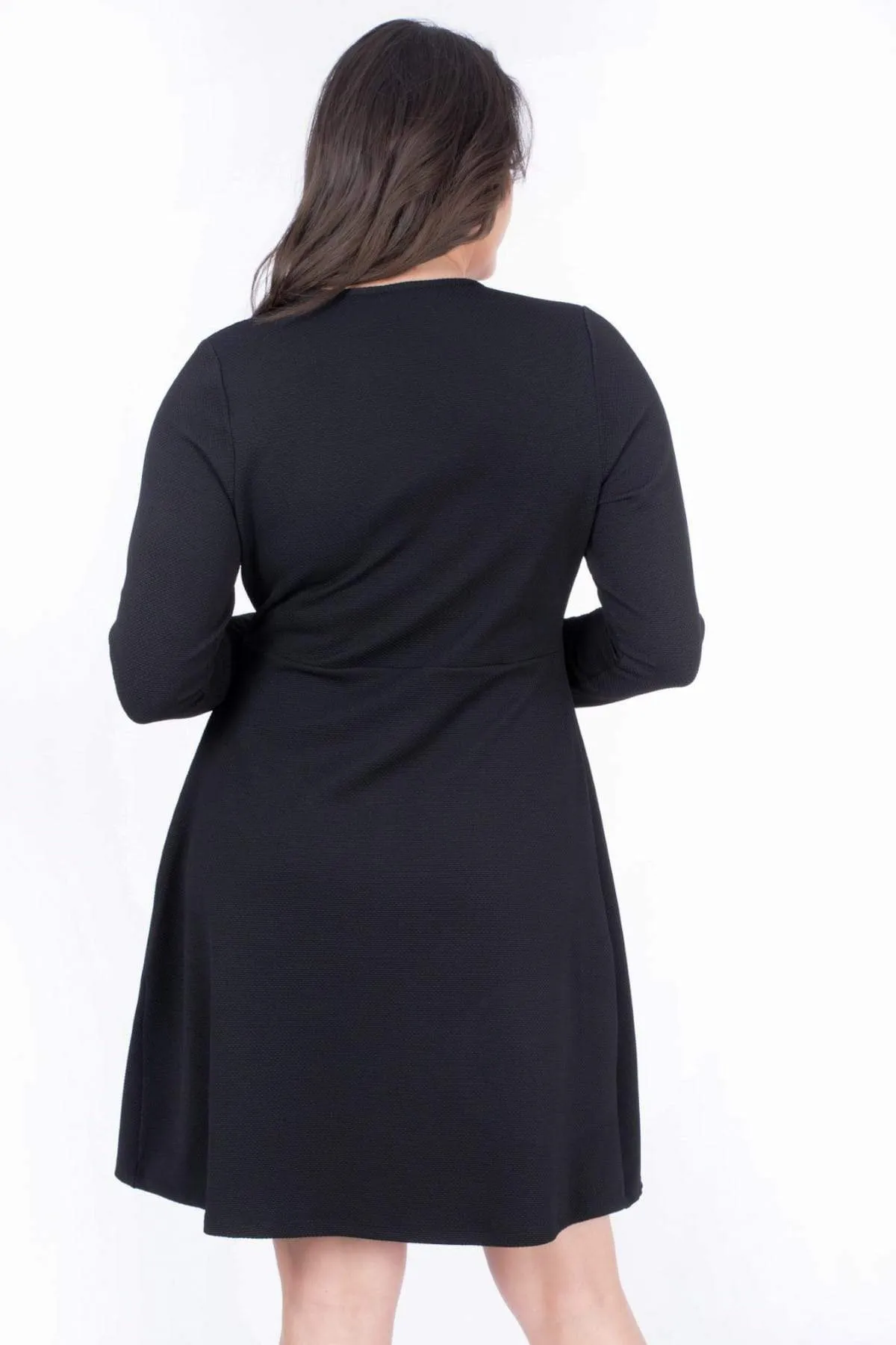 12804 Black Buckle Wrap Skirt Dress