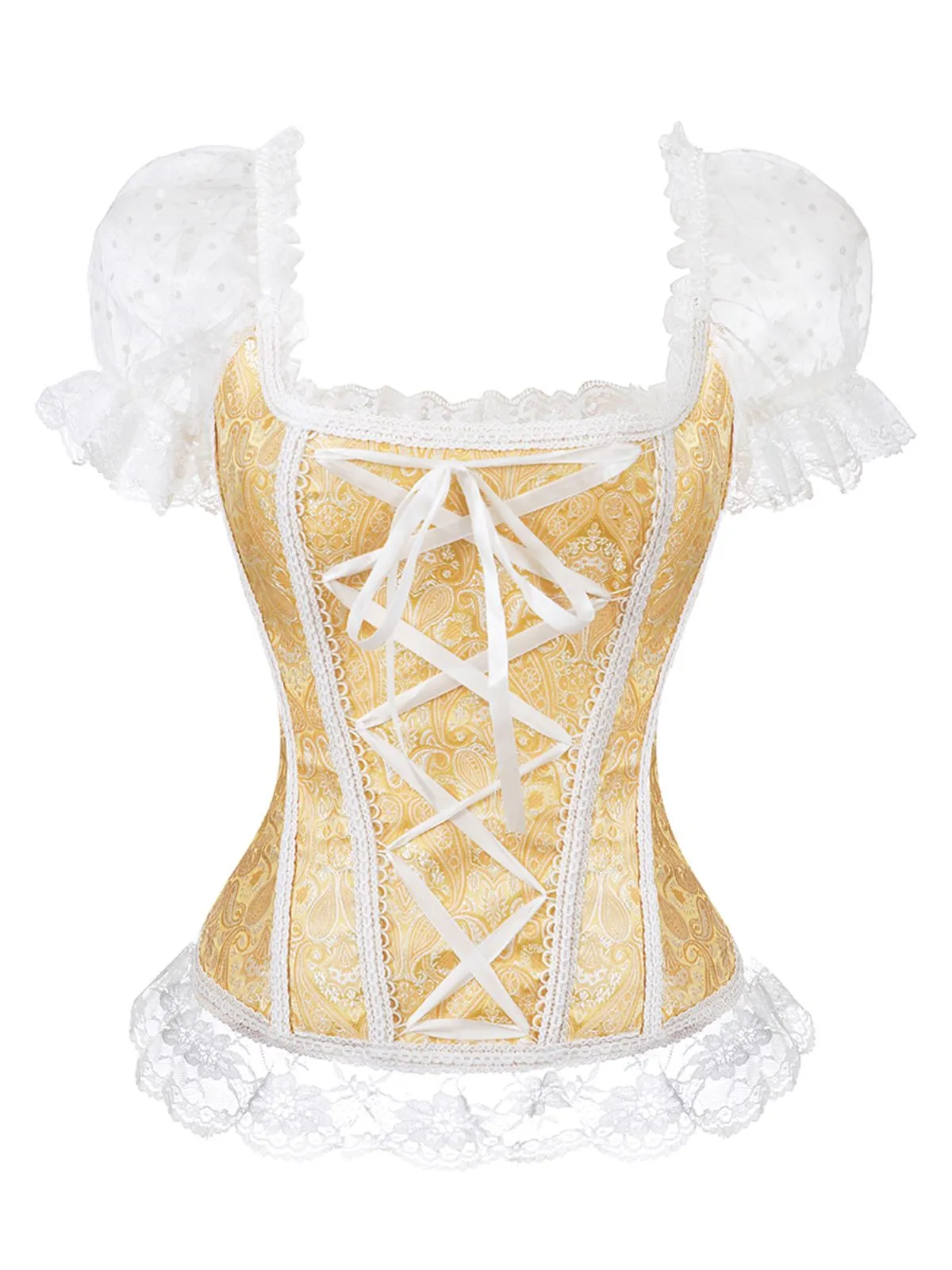 1970s Steampunk Lace Puff Bind Corset Top