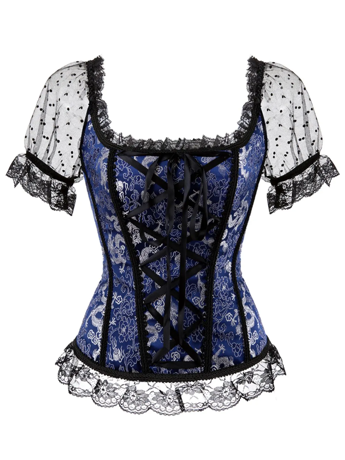 1970s Steampunk Lace Puff Bind Corset Top