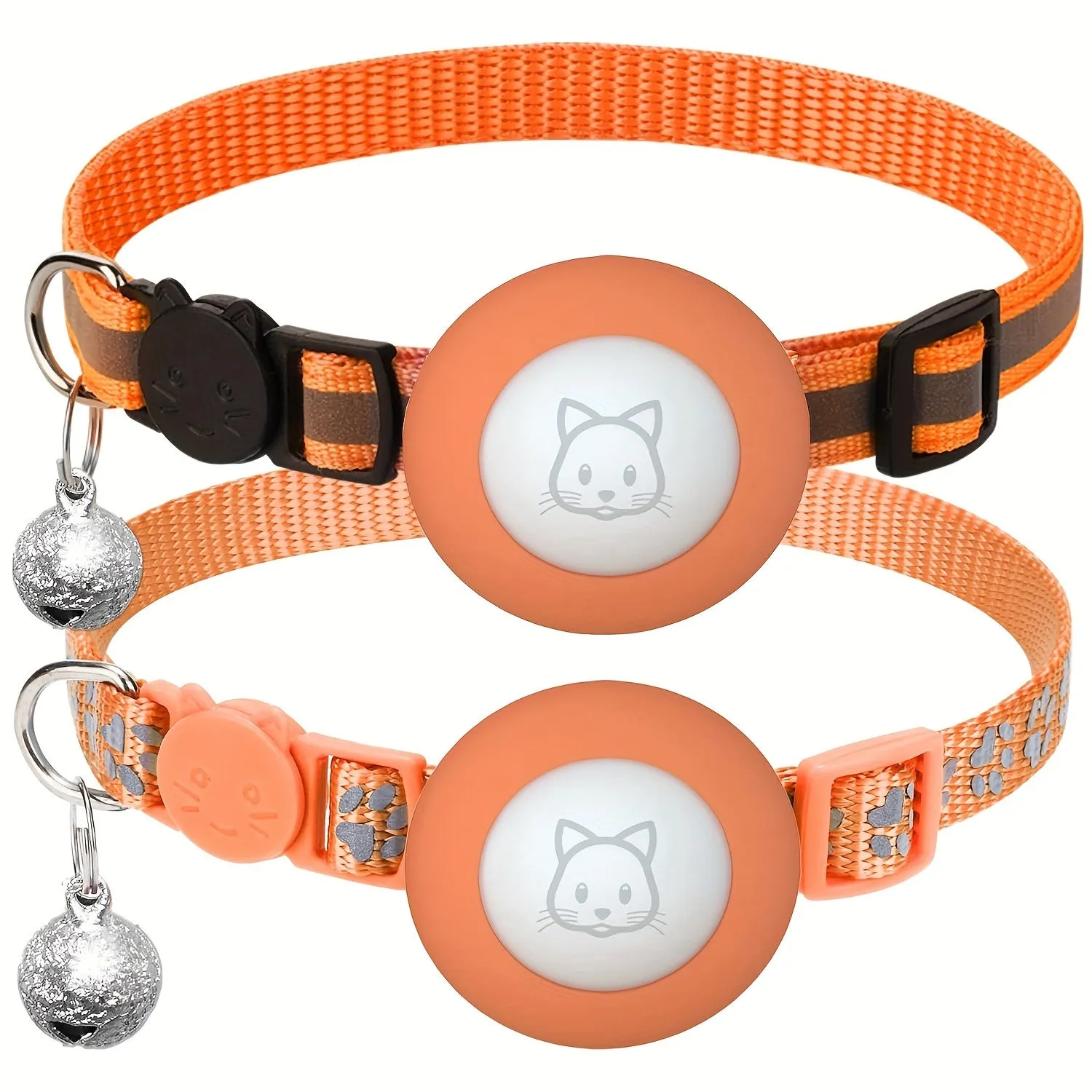 2Pack Reflective Breakaway Cat Collar Set with Airtag Compatibility