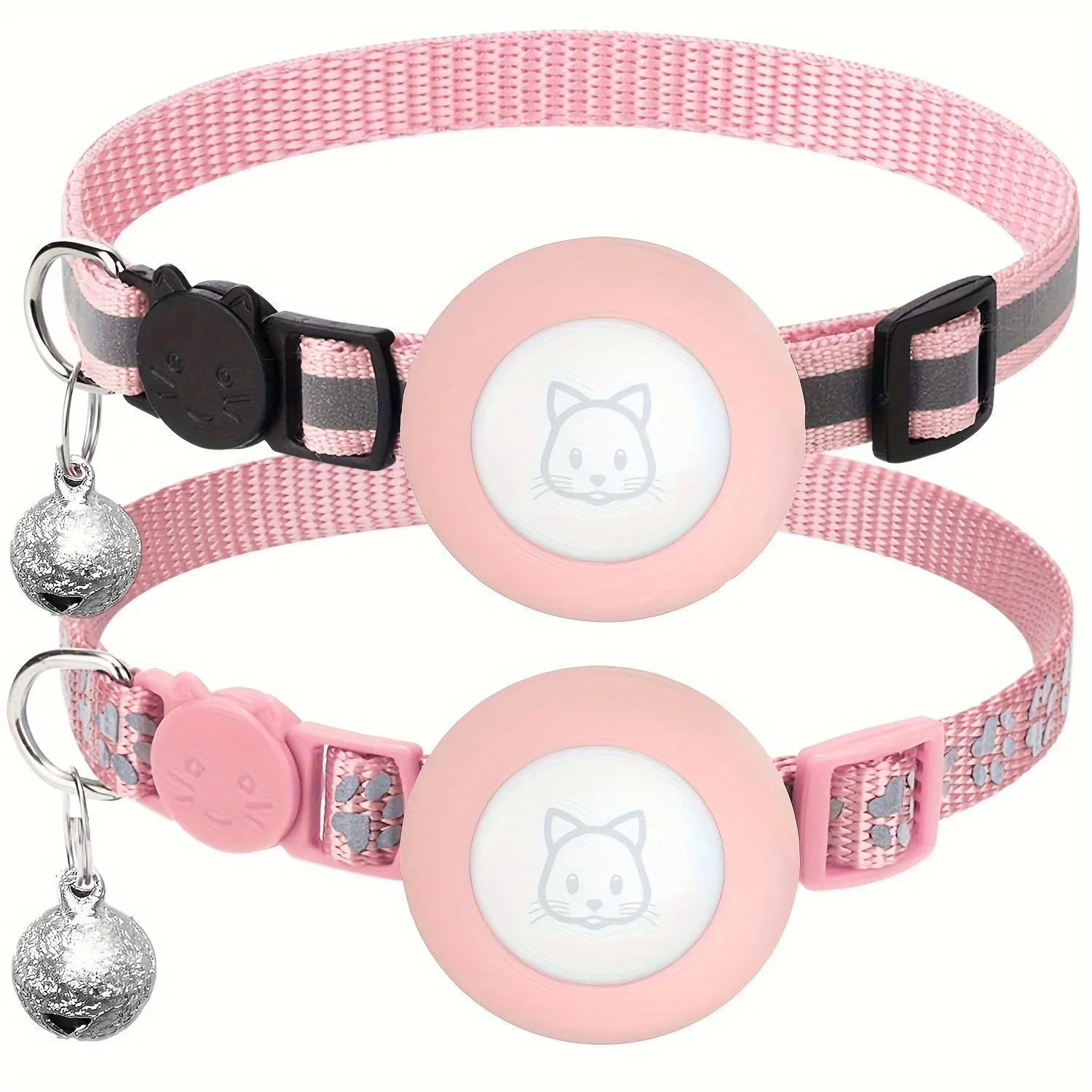 2Pack Reflective Breakaway Cat Collar Set with Airtag Compatibility