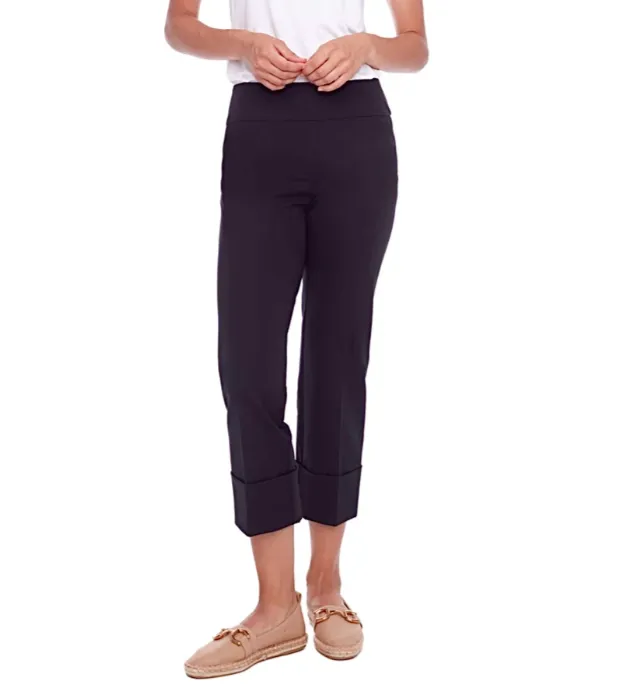 68015 Black Cuffed Crop Stretch Pant