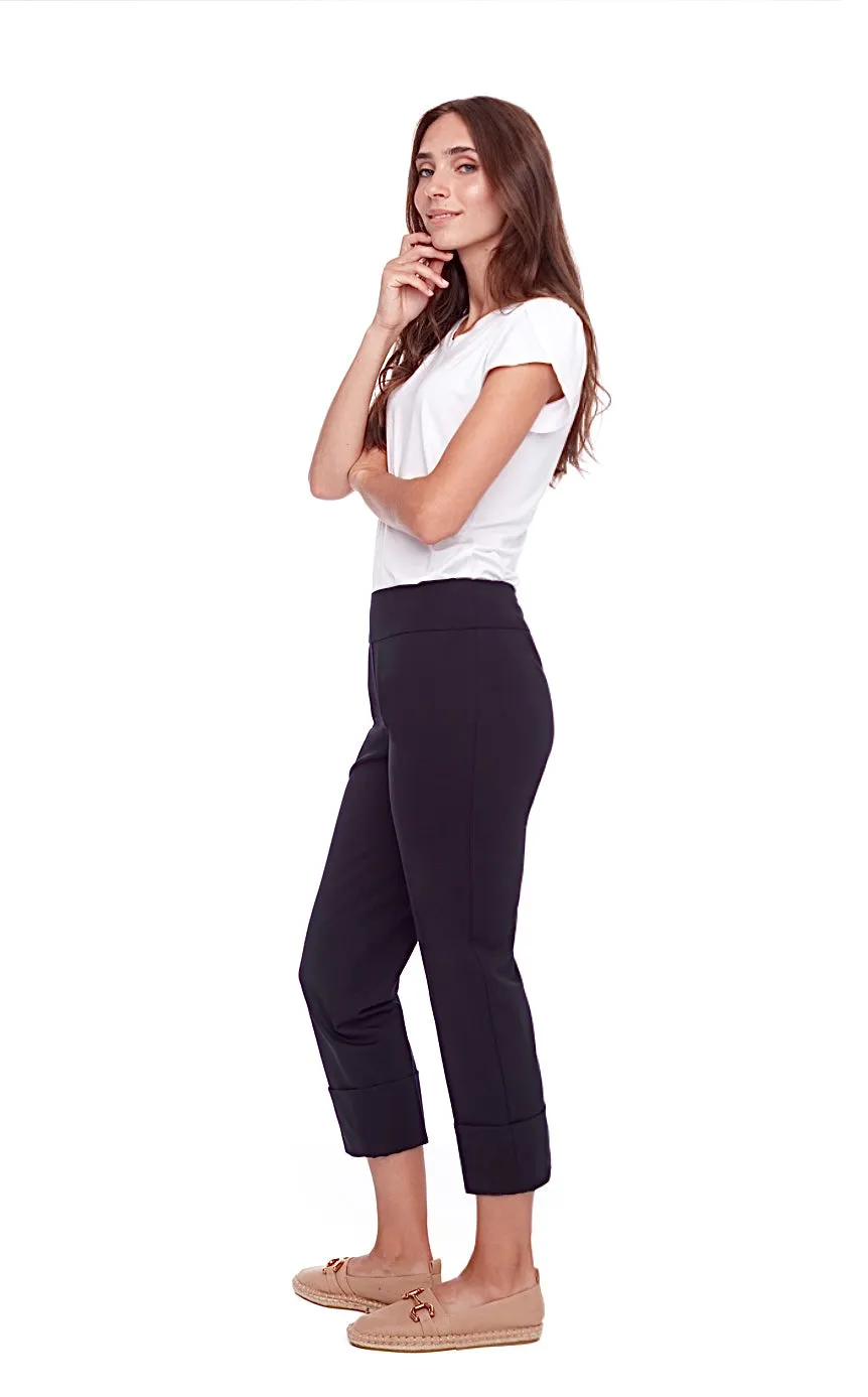 68015 Black Cuffed Crop Stretch Pant