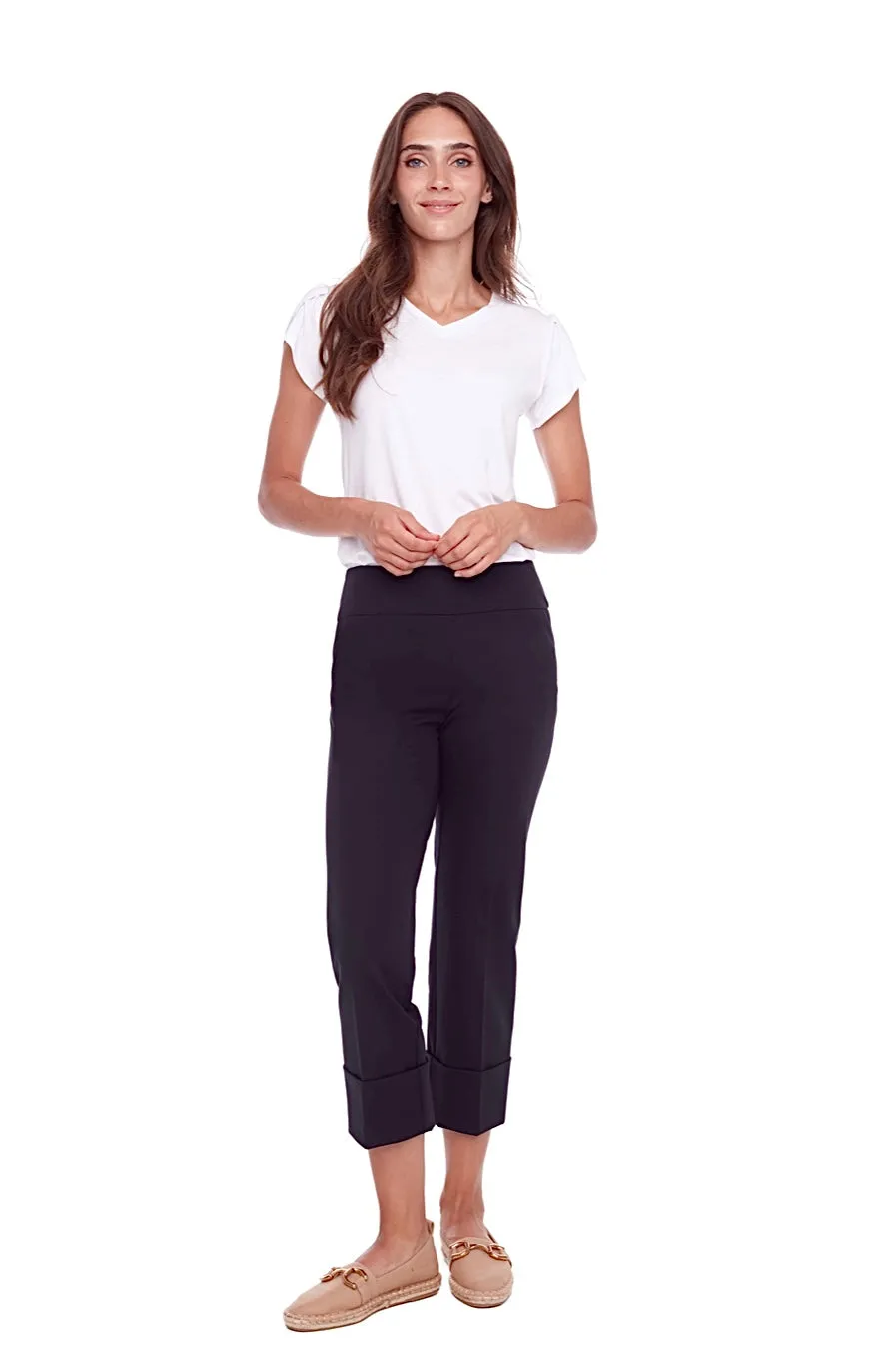 68015 Black Cuffed Crop Stretch Pant