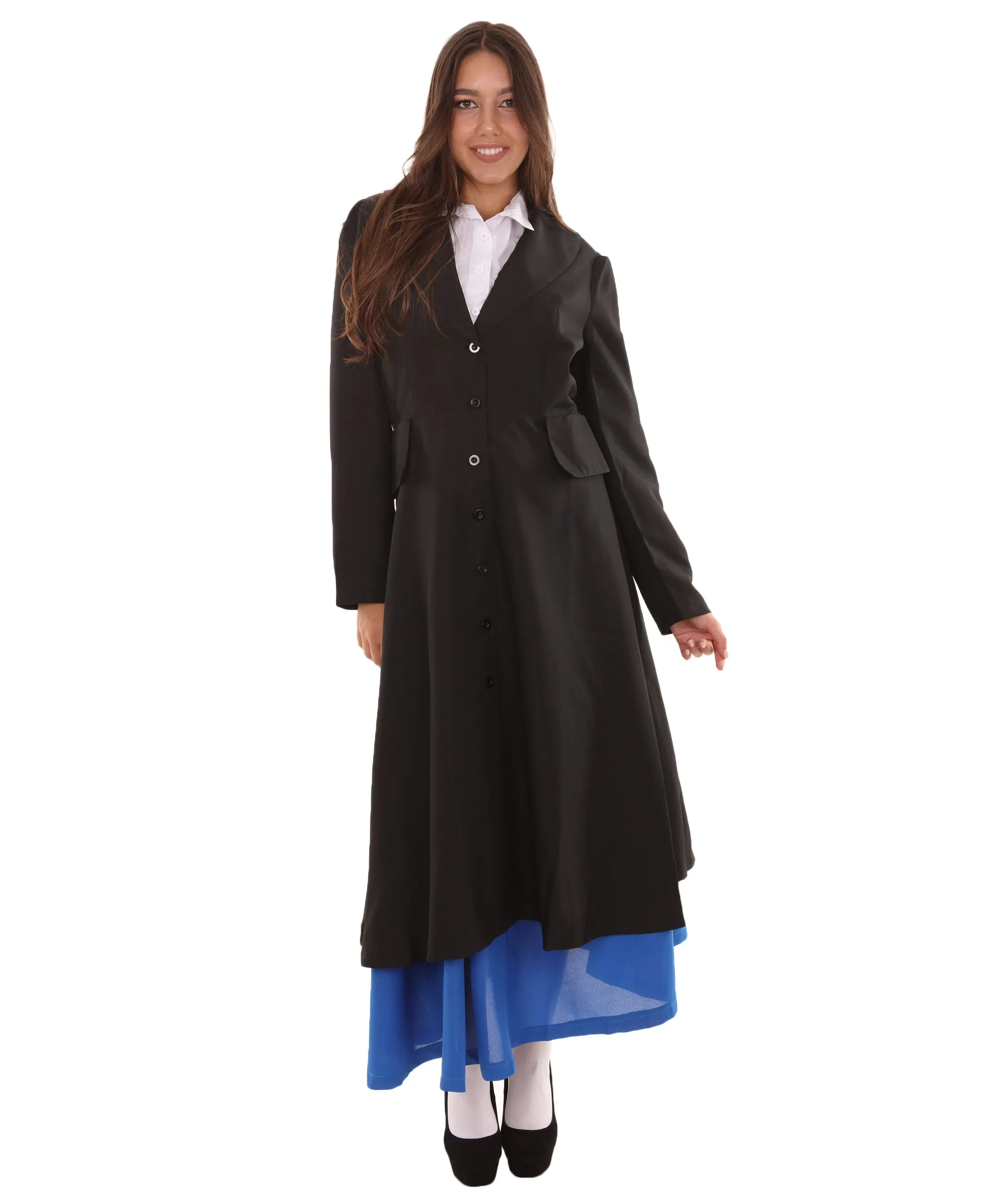 Adult Women's English Nanny Marry TV/Movie Costume | Black & Blue Cosplay Costume