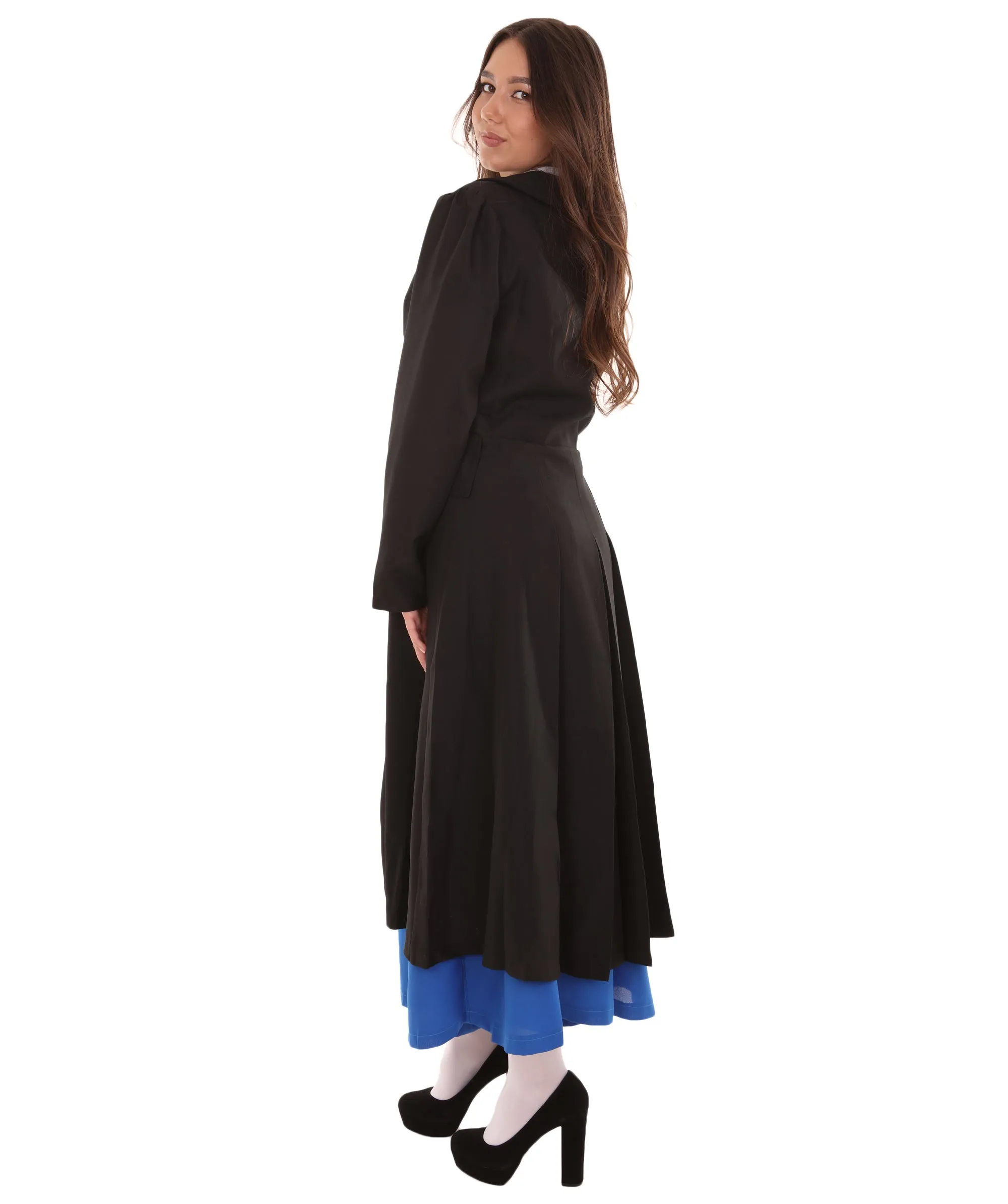 Adult Women's English Nanny Marry TV/Movie Costume | Black & Blue Cosplay Costume