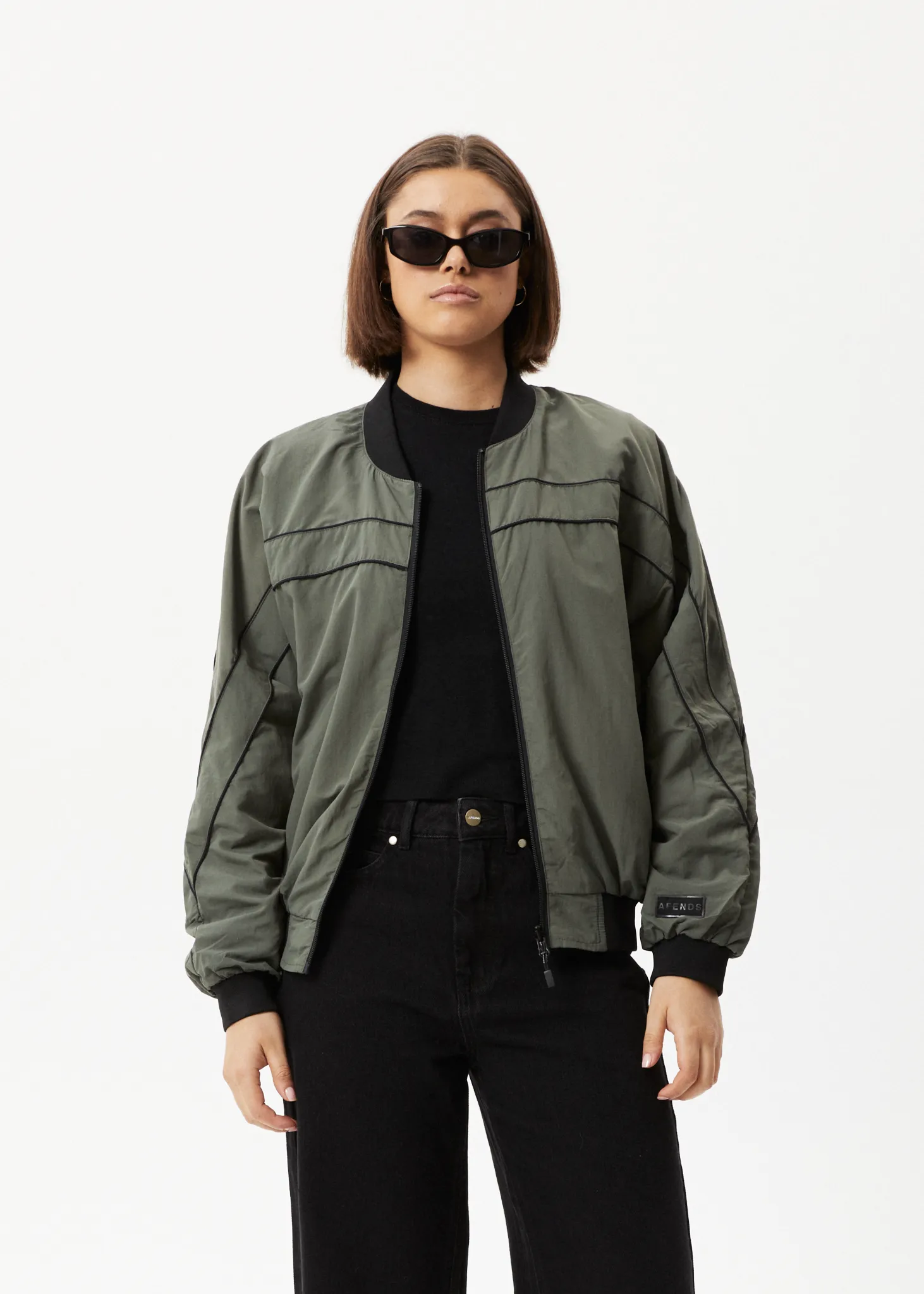 AFENDS Womens Sybil - Recycled Reversible Bomber Jacket  - Jungle Green