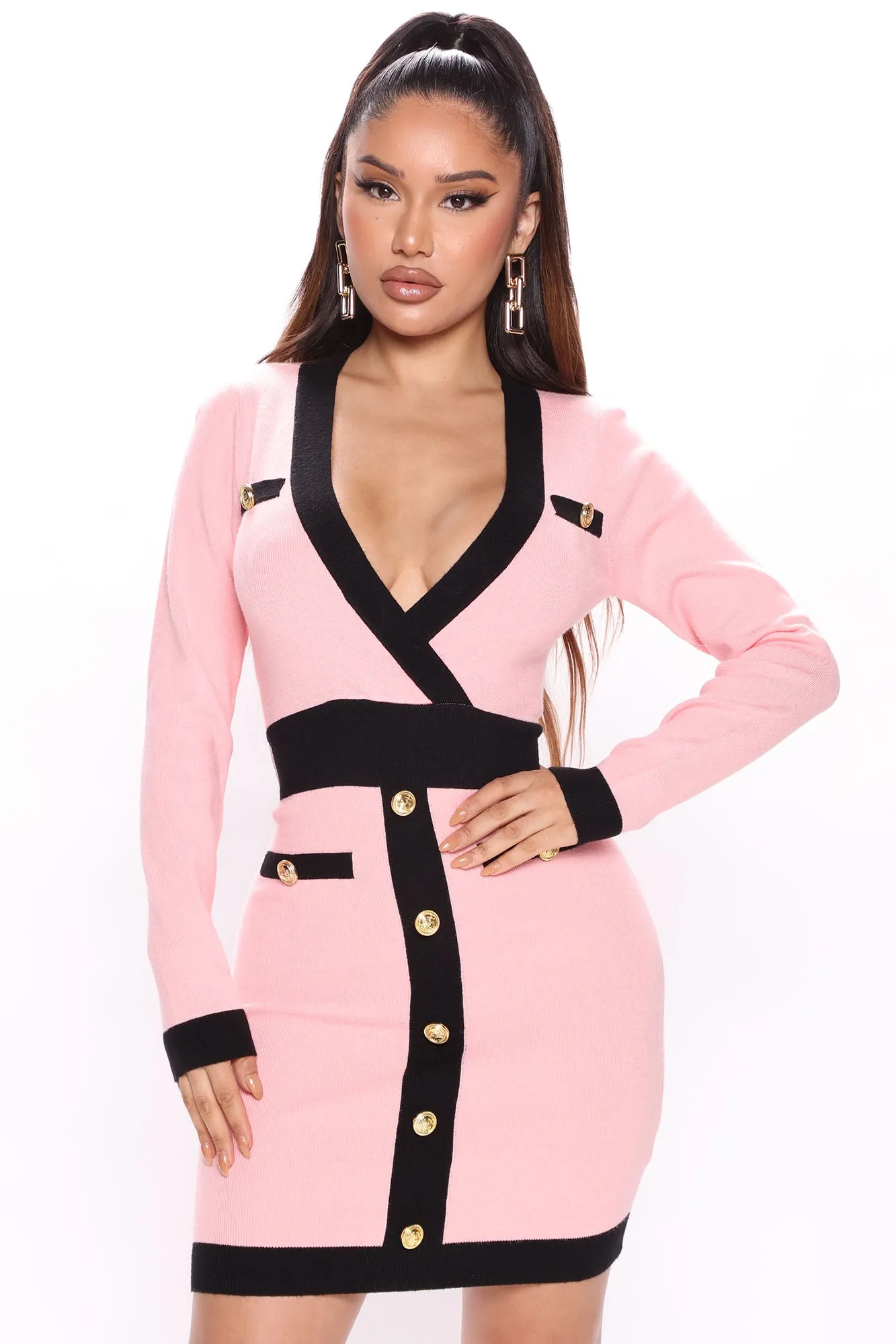 After Hours Sweater Mini Dress - Pink