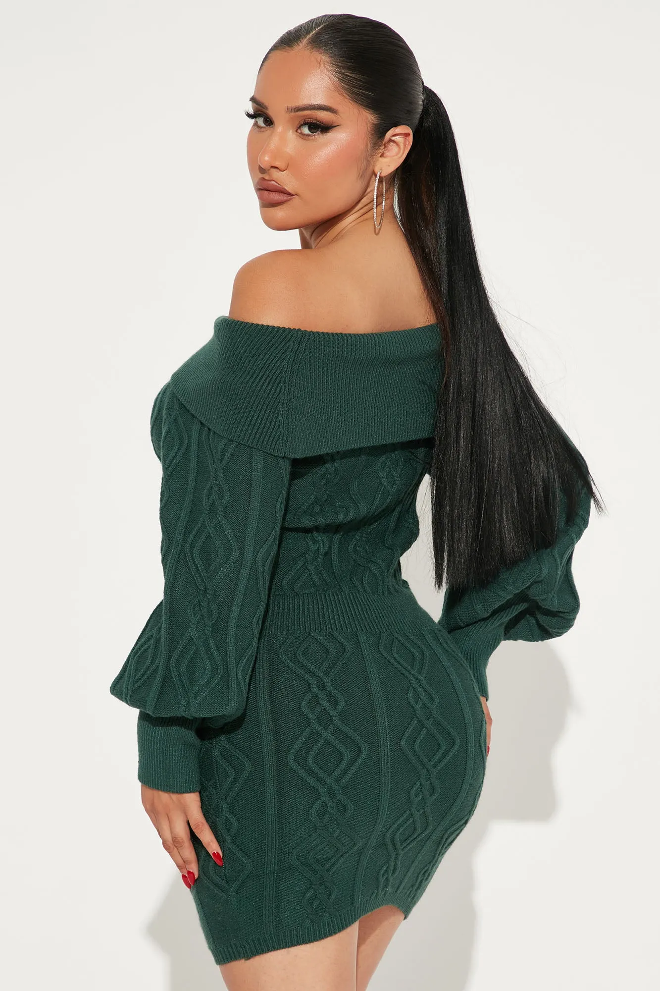 Afternoon Tea Sweater Mini Dress - Green