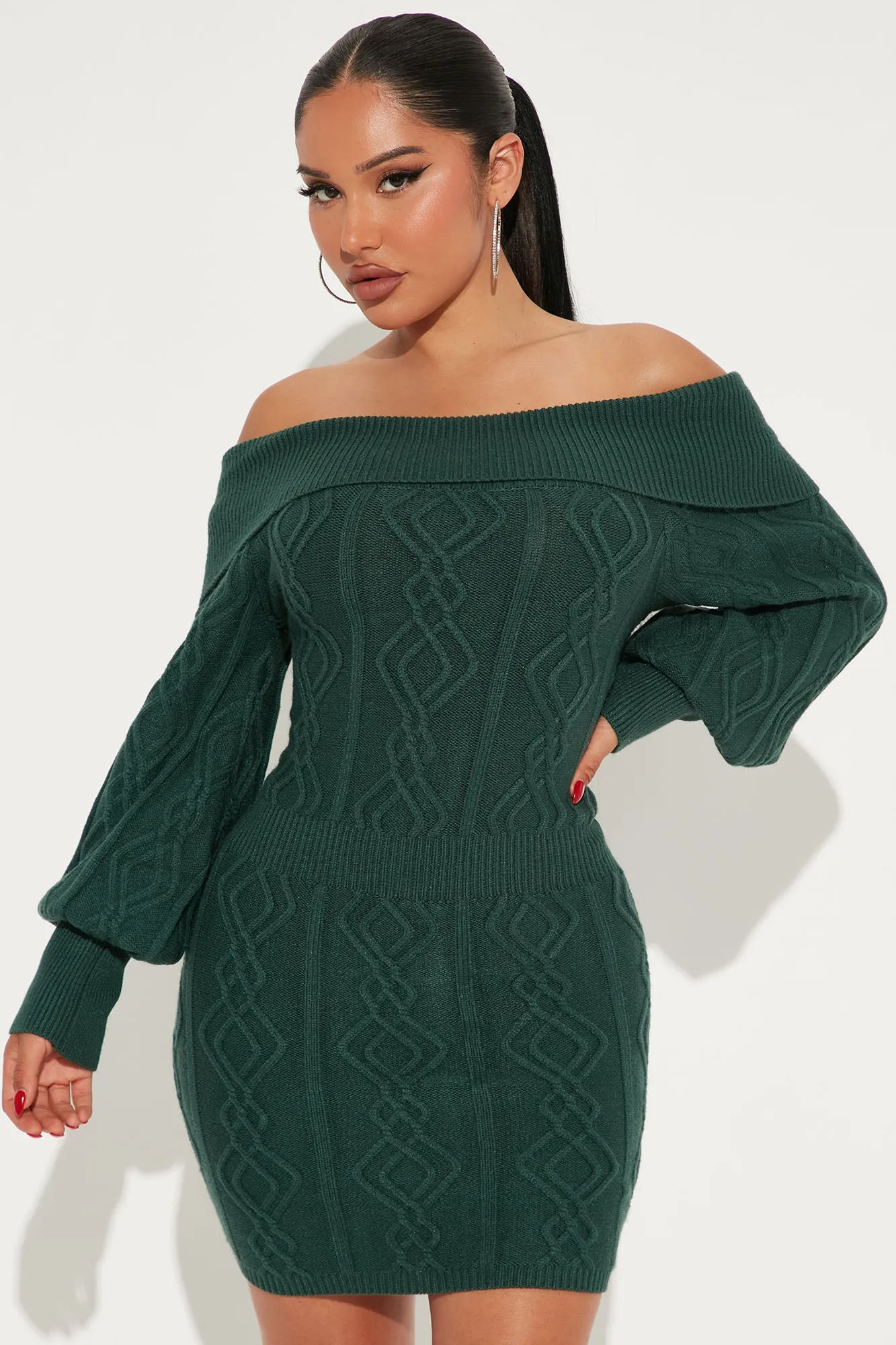 Afternoon Tea Sweater Mini Dress - Green