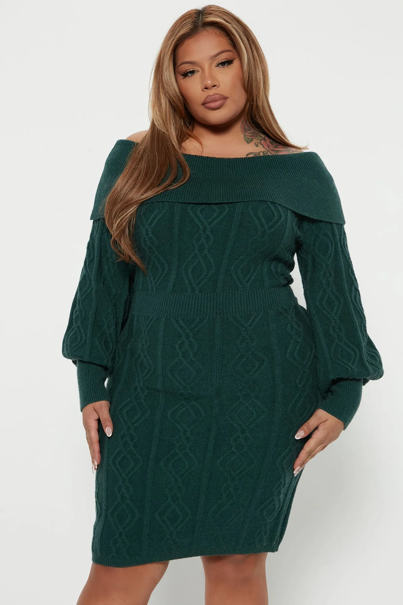 Afternoon Tea Sweater Mini Dress - Green