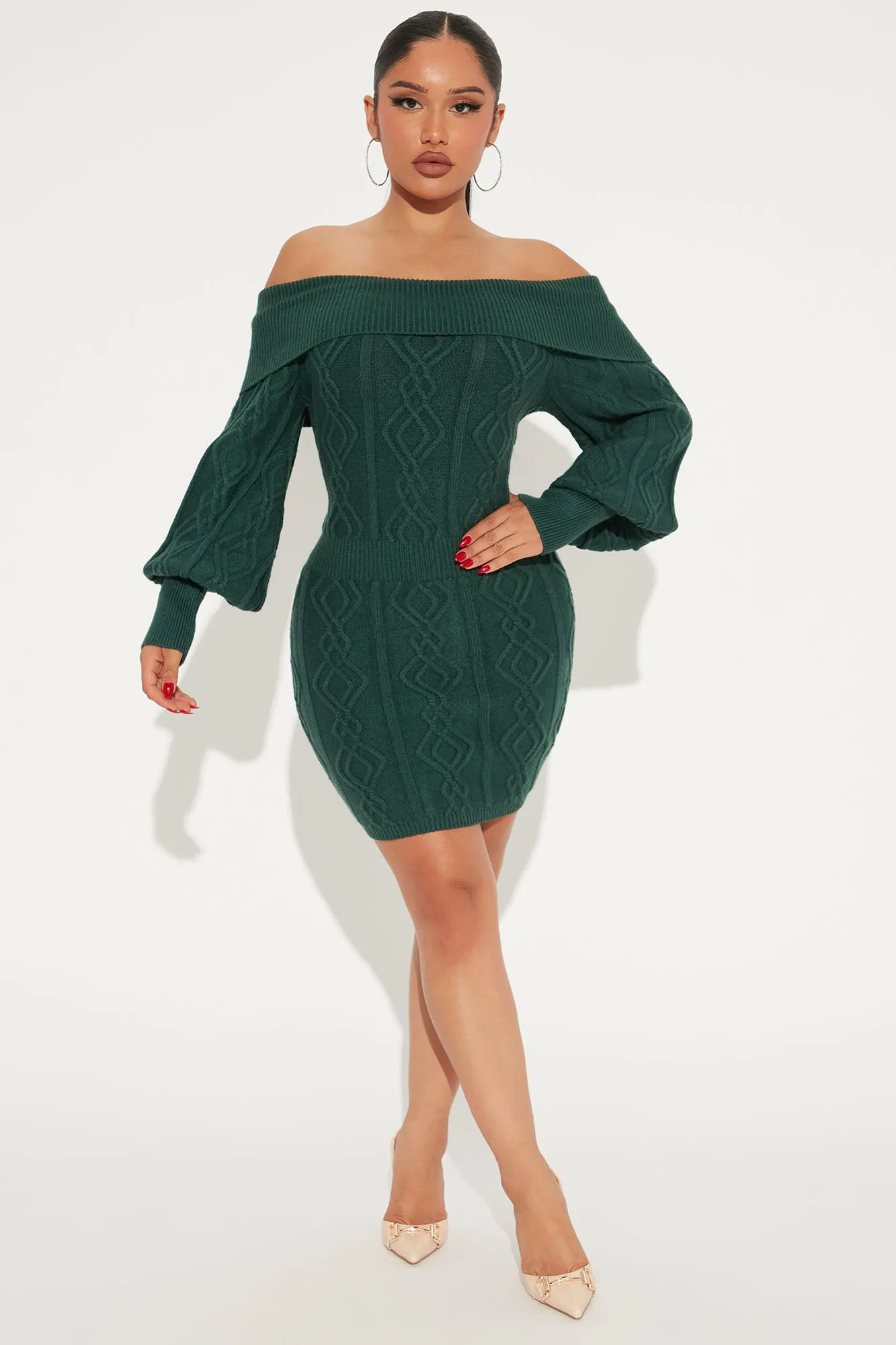 Afternoon Tea Sweater Mini Dress - Green