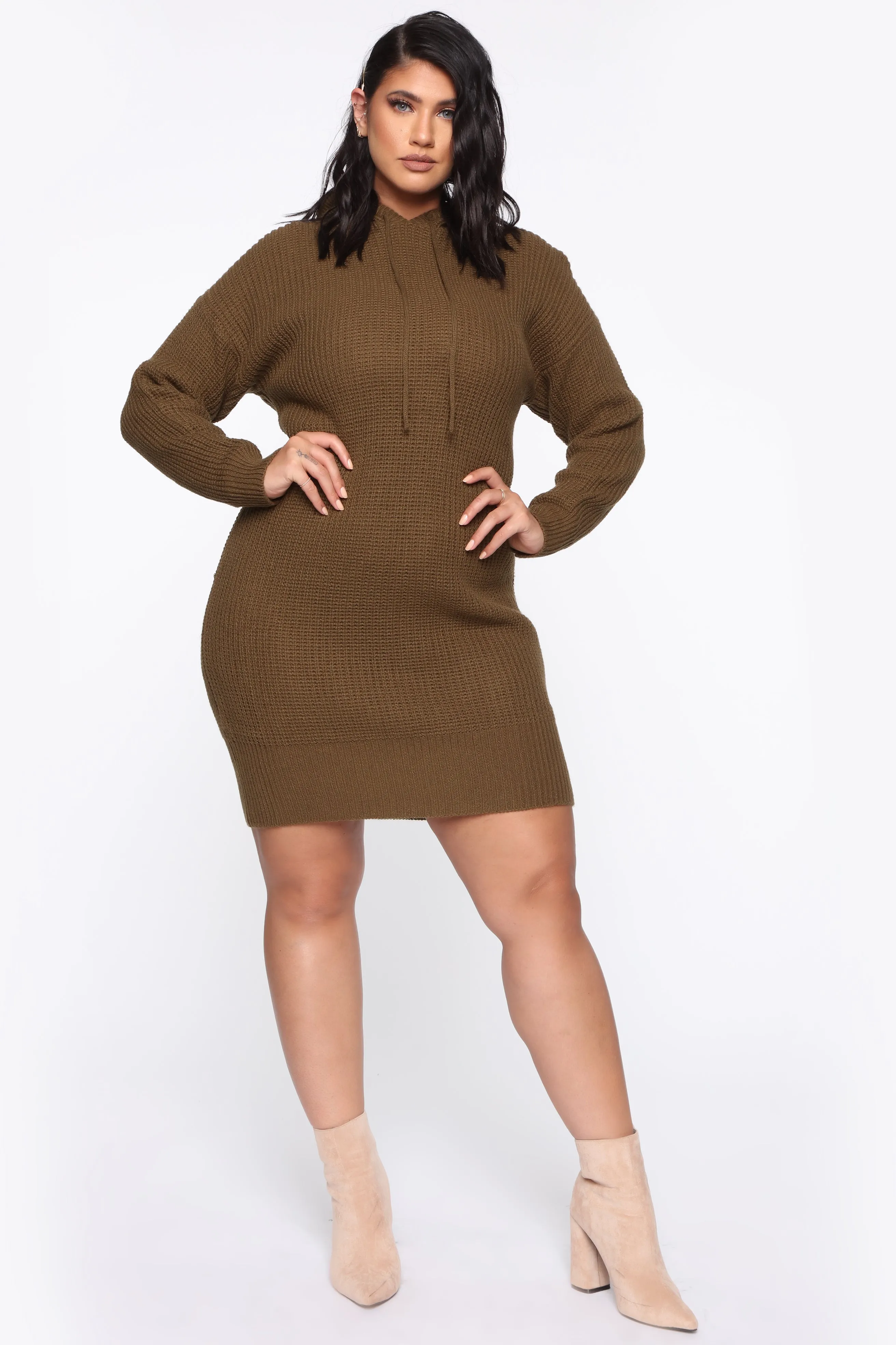 All In Sweater Dress - Olive