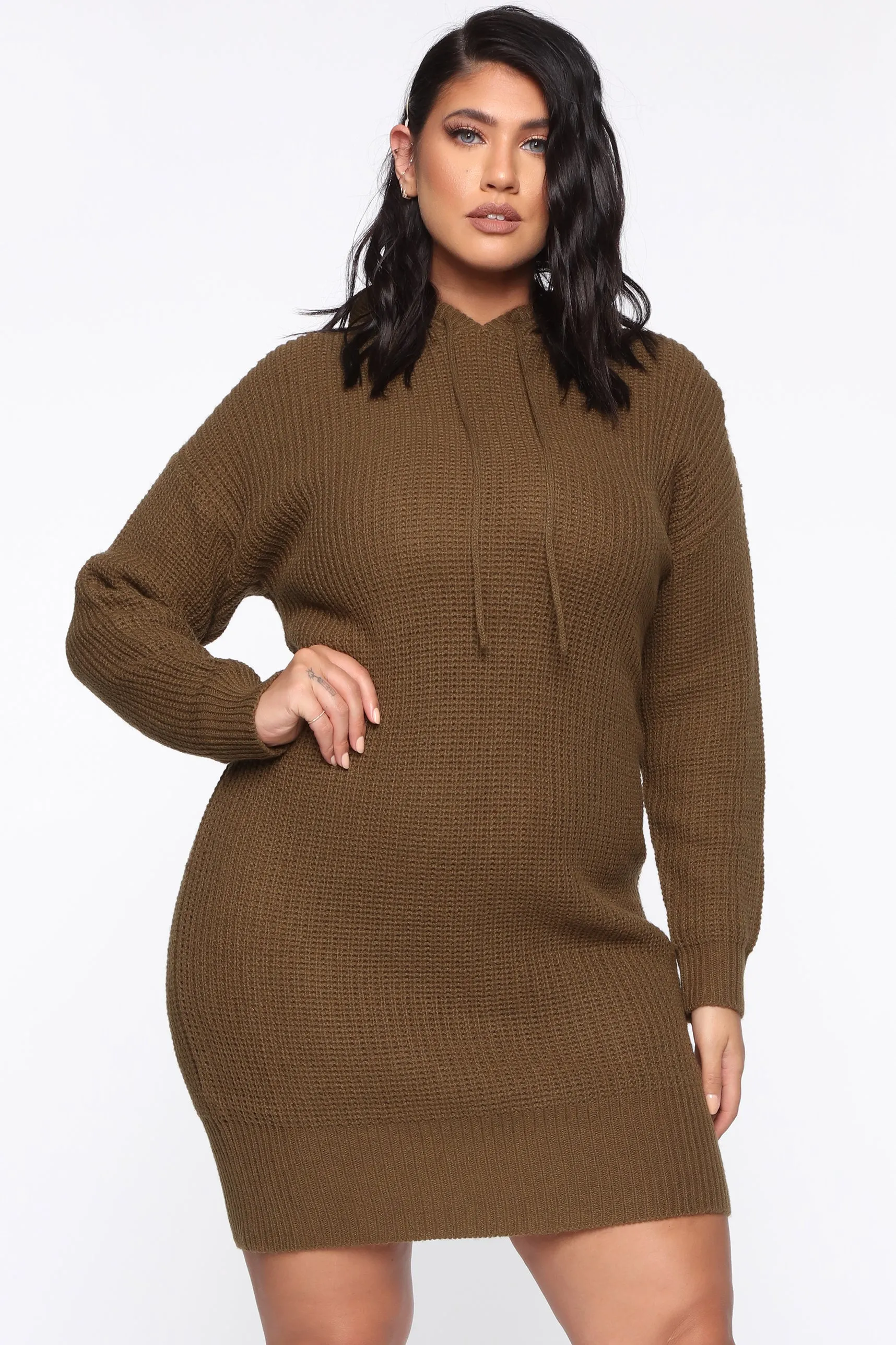 All In Sweater Dress - Olive