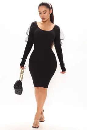 All The Love Sweater Mini Dress - Black