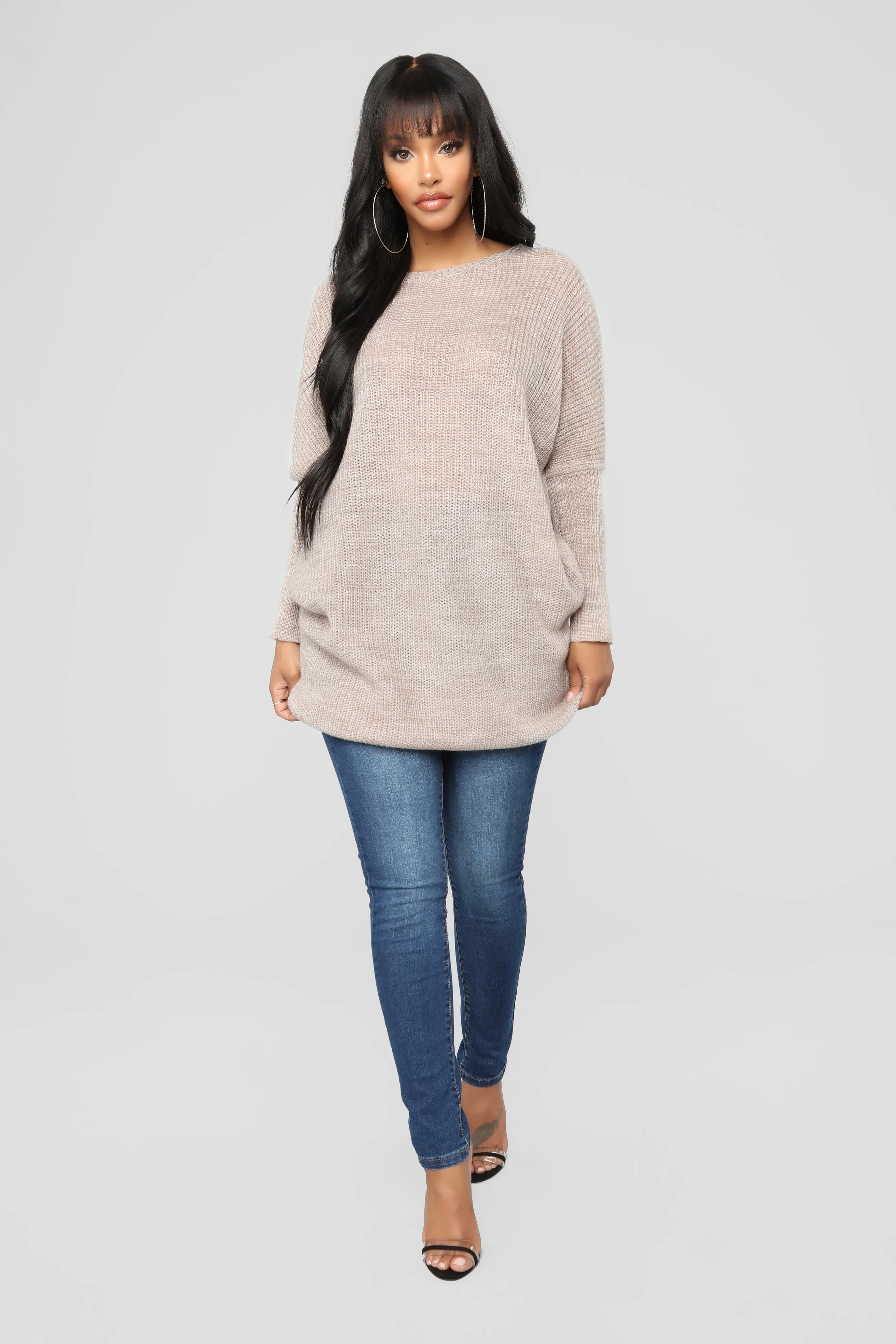 Alyssa Oversize Sweater Dress - Taupe