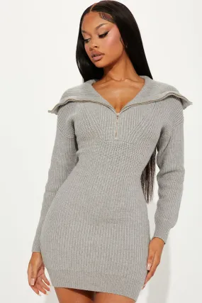 Amika Sweater Mini Dress - Heather Grey