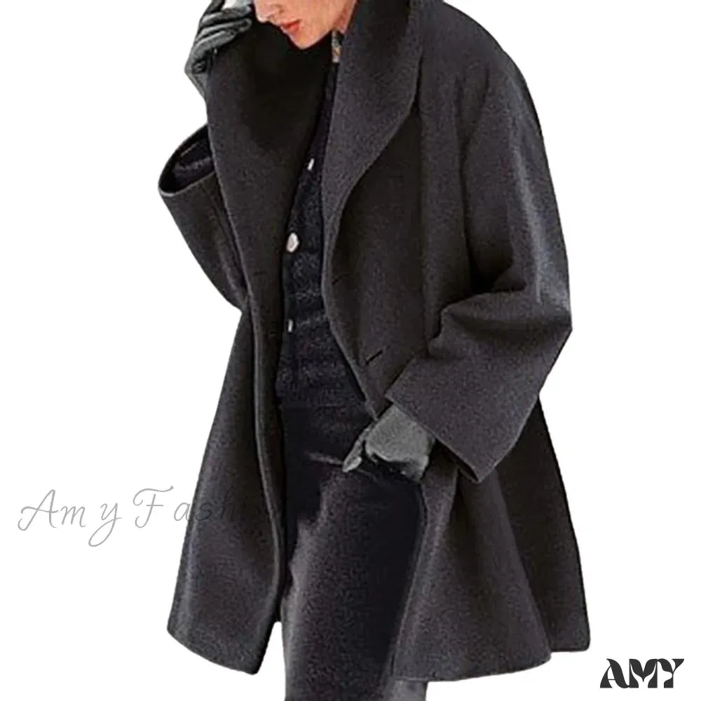 Amy Fashion - Casual Woolen long Overcoat