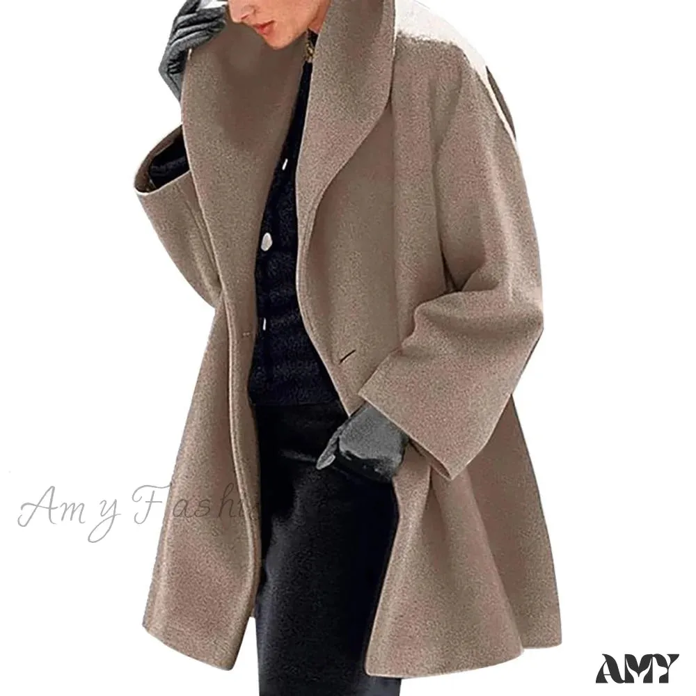 Amy Fashion - Casual Woolen long Overcoat