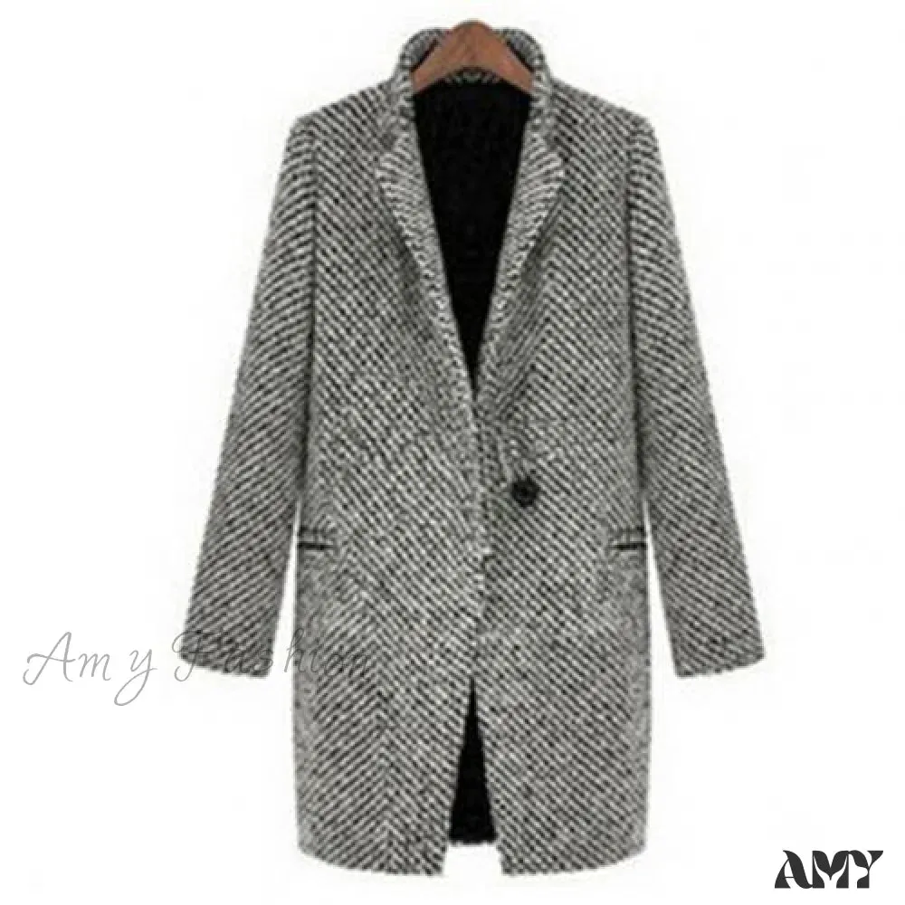 Amy Fashion - Casual Woolen long Overcoat