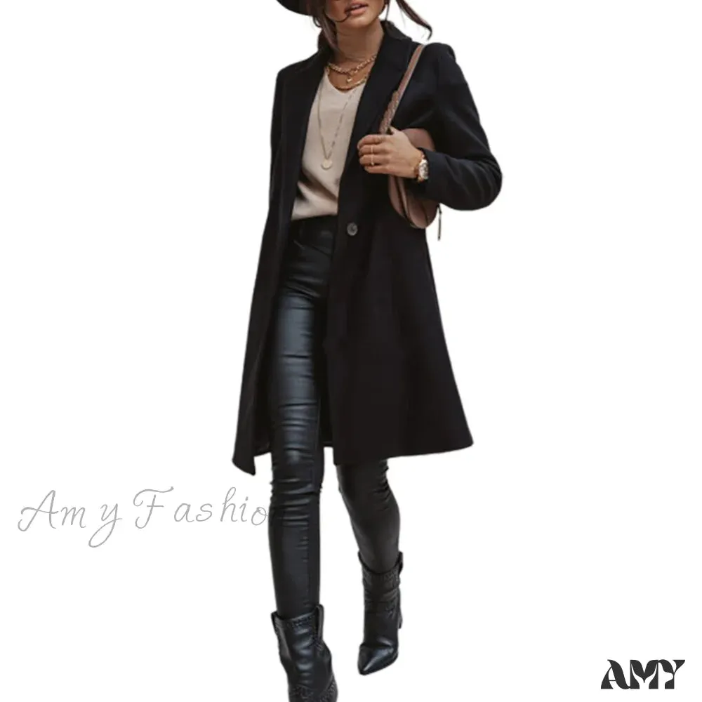 Amy Fashion - New Arrival Casual Pocket Lapel Overcoat