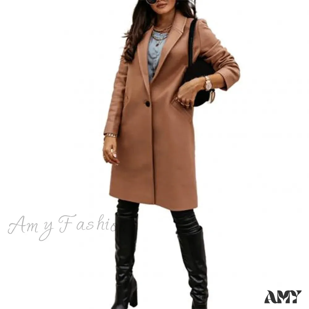 Amy Fashion - New Arrival Casual Pocket Lapel Overcoat