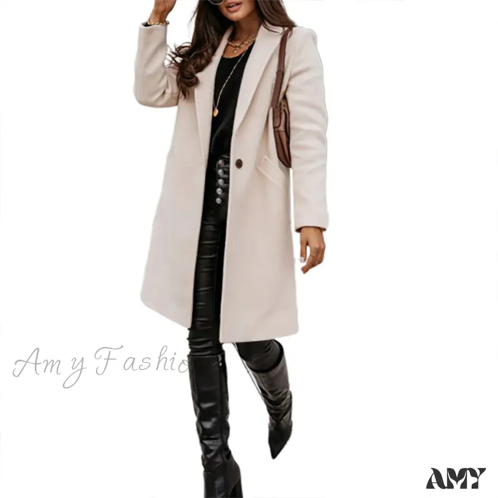 Amy Fashion - New Arrival Casual Pocket Lapel Overcoat