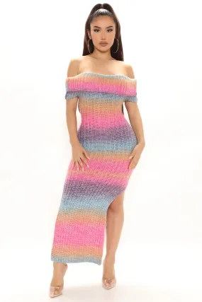 Aria Sweater Maxi Dress - Pink/combo