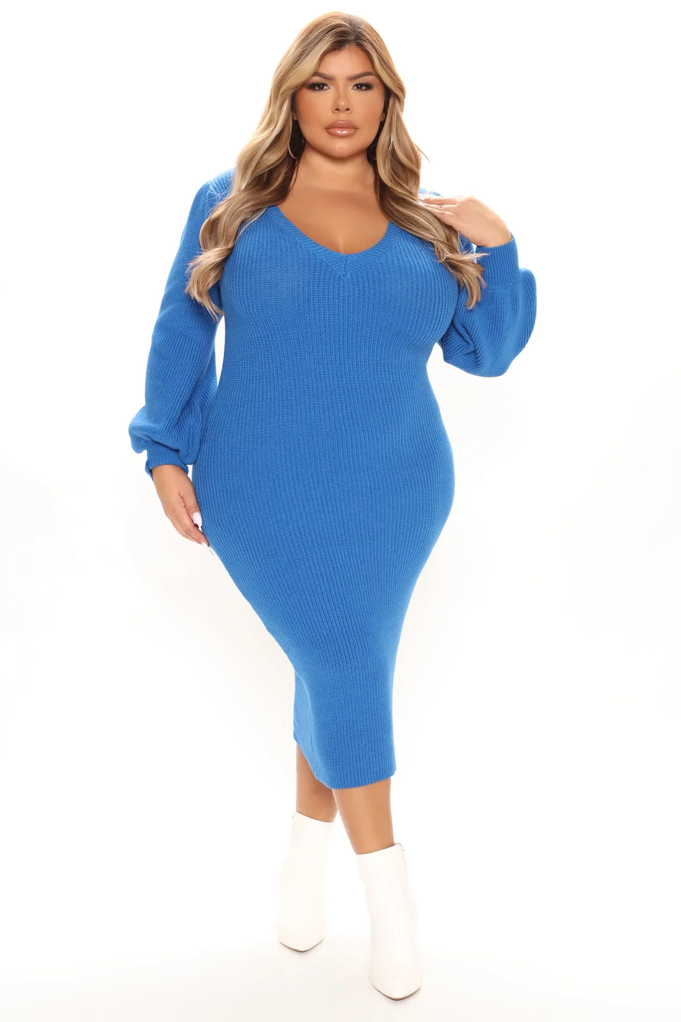 Arlette Sweater Midi Dress - Royal