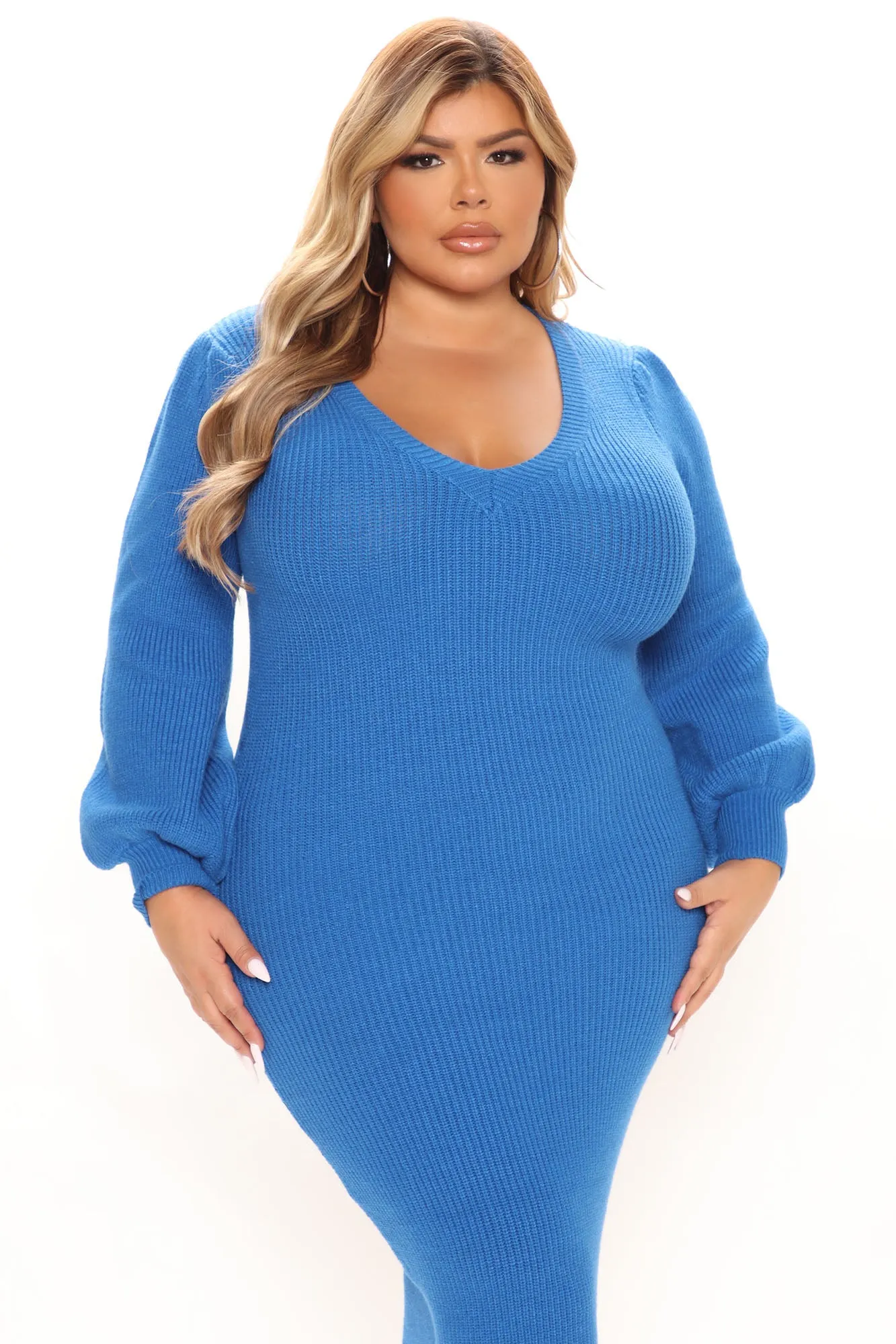 Arlette Sweater Midi Dress - Royal