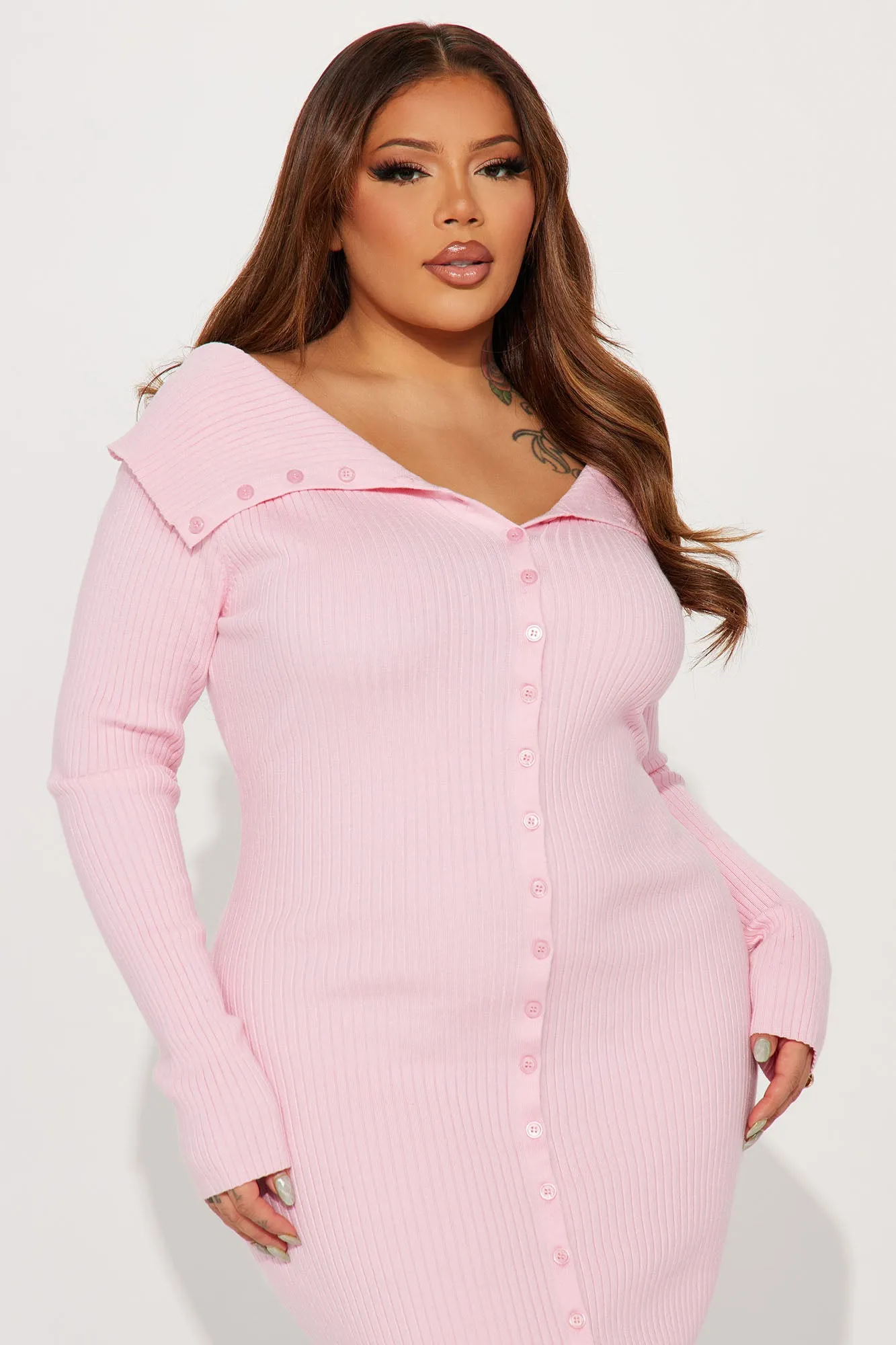 Ashley Sweater Midi Dress - Pink