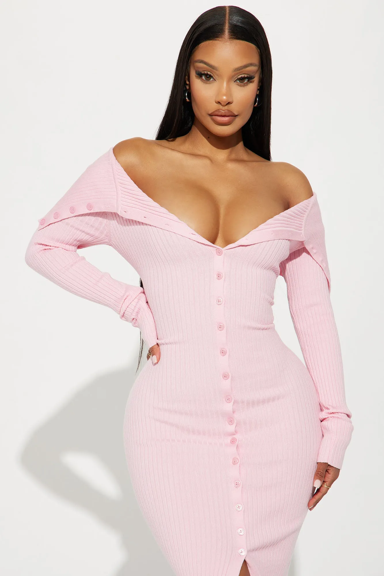 Ashley Sweater Midi Dress - Pink