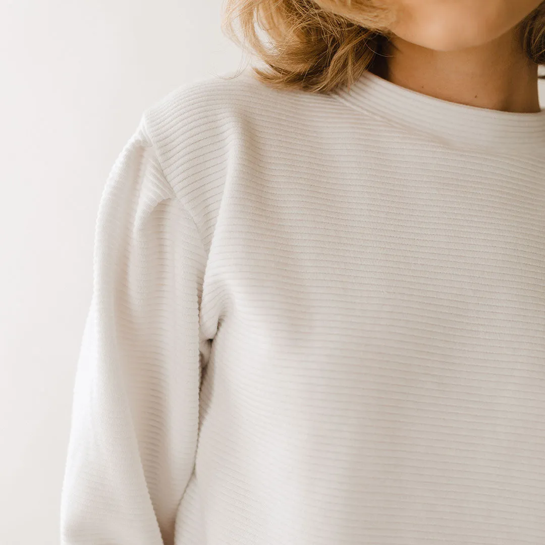 Atlas Ribbed Sweater, White