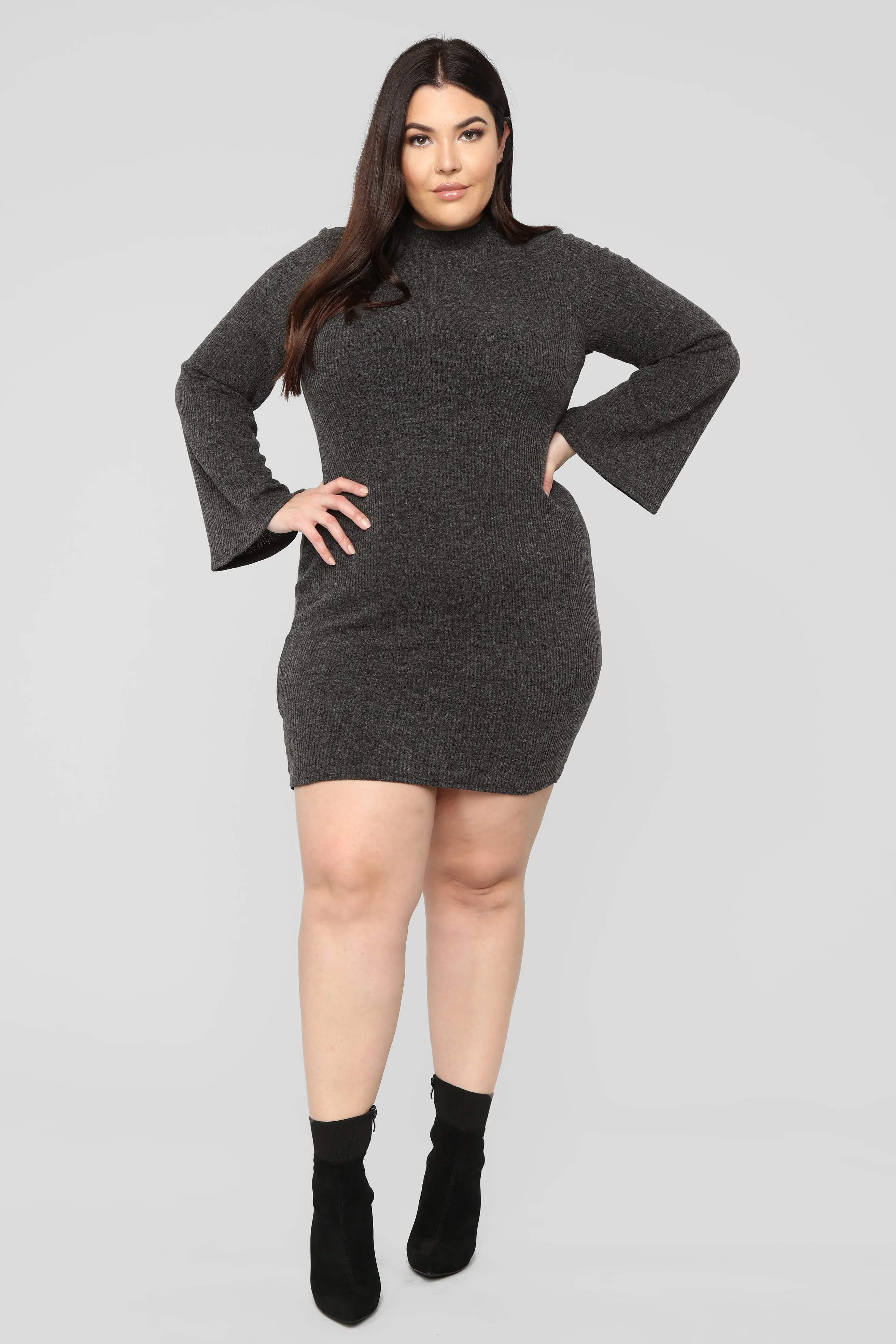 Be A Doll Sweater Mini Dress - Black