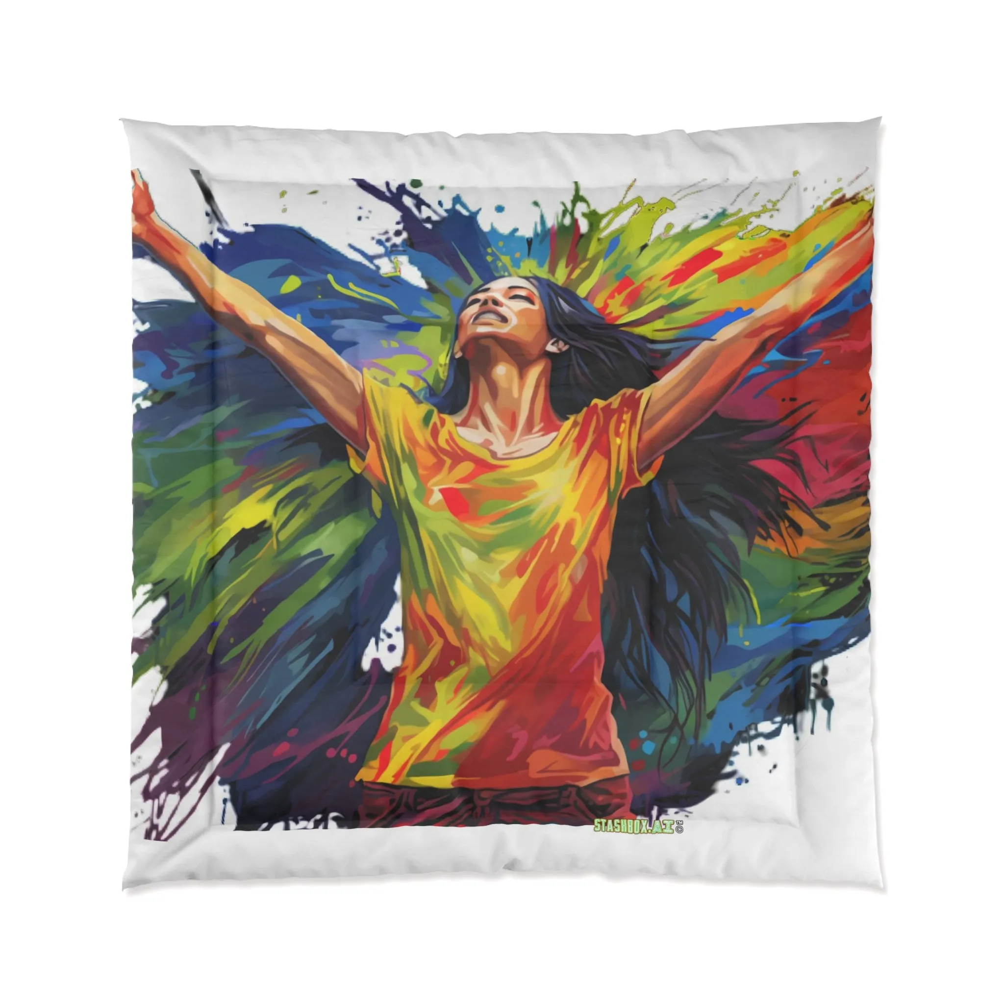 Bedding Comforter Rainbow Model Drawn Crossing Finish Line #016