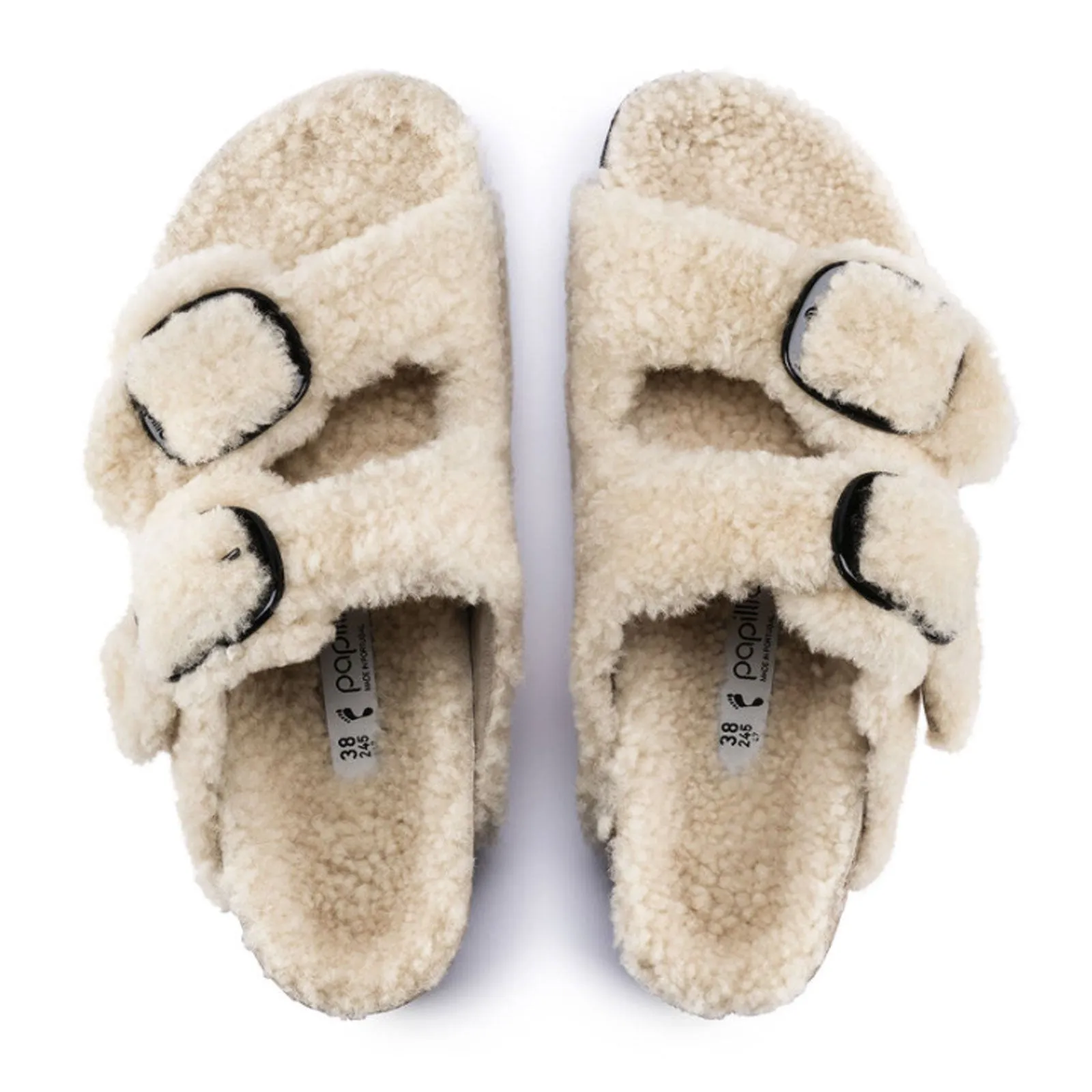 Birkenstock Arizona Big Buckle Slide Sandal (Women) - Teddy Eggshell Shearling