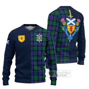 Black Watch Modern Tartan Ugly Sweater with Scottish Lion Royal Arm Half Style