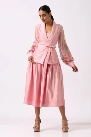 Bloome - Old Rose Pleated Midi with Wrap Top