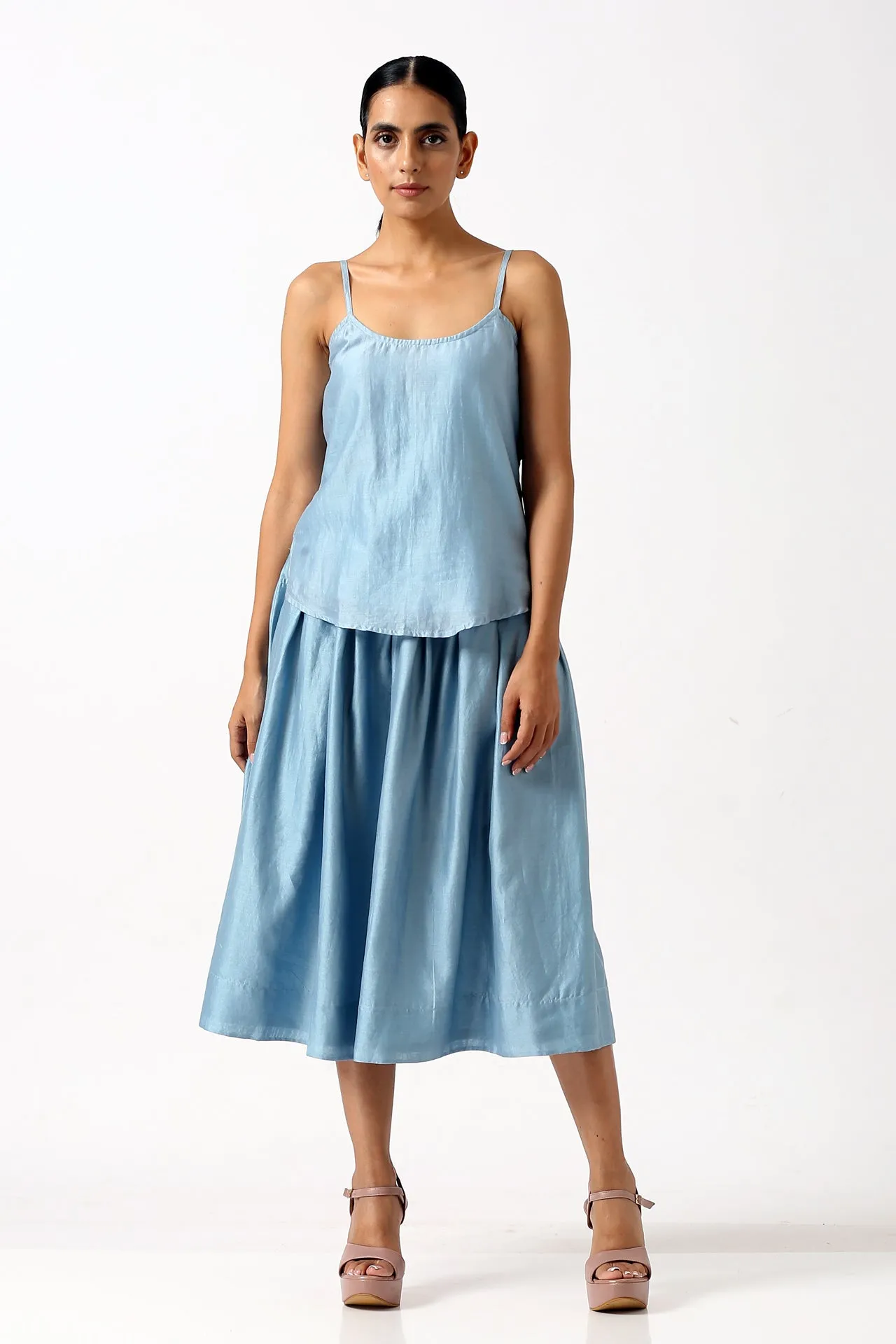 Bloome - Pacific Blue Pleated Midi with Wrap Top
