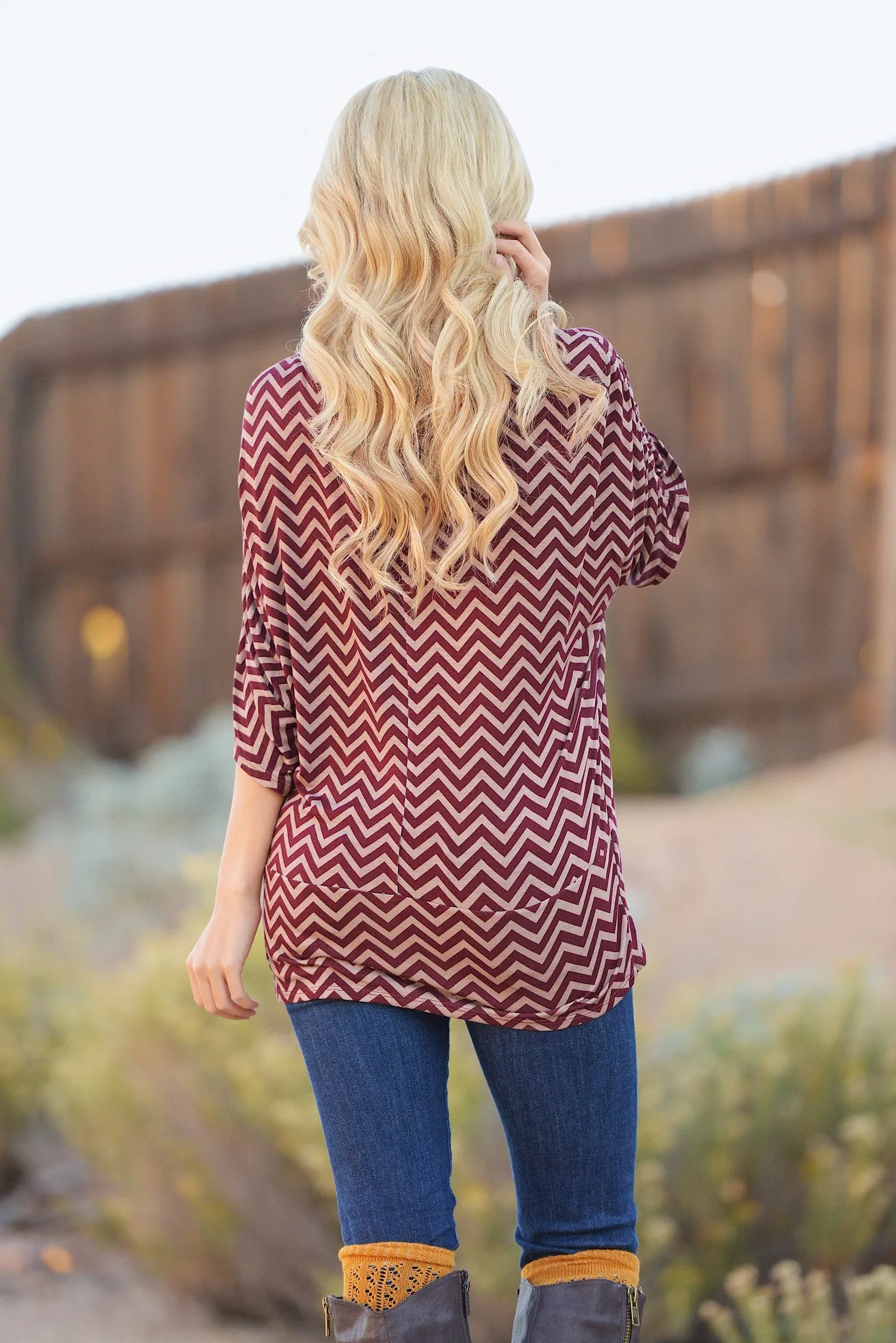 Bold And Determined Zig Zag Tunic - Burgundy