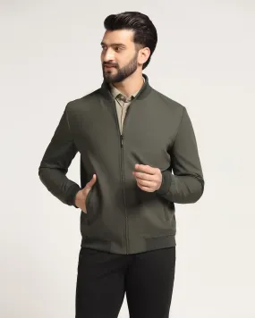 Bomber Olive Textured Zipper Jacket - Griffin