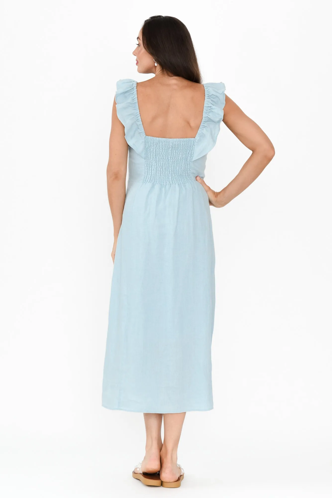 Bonifacio Blue Linen Blend Dress