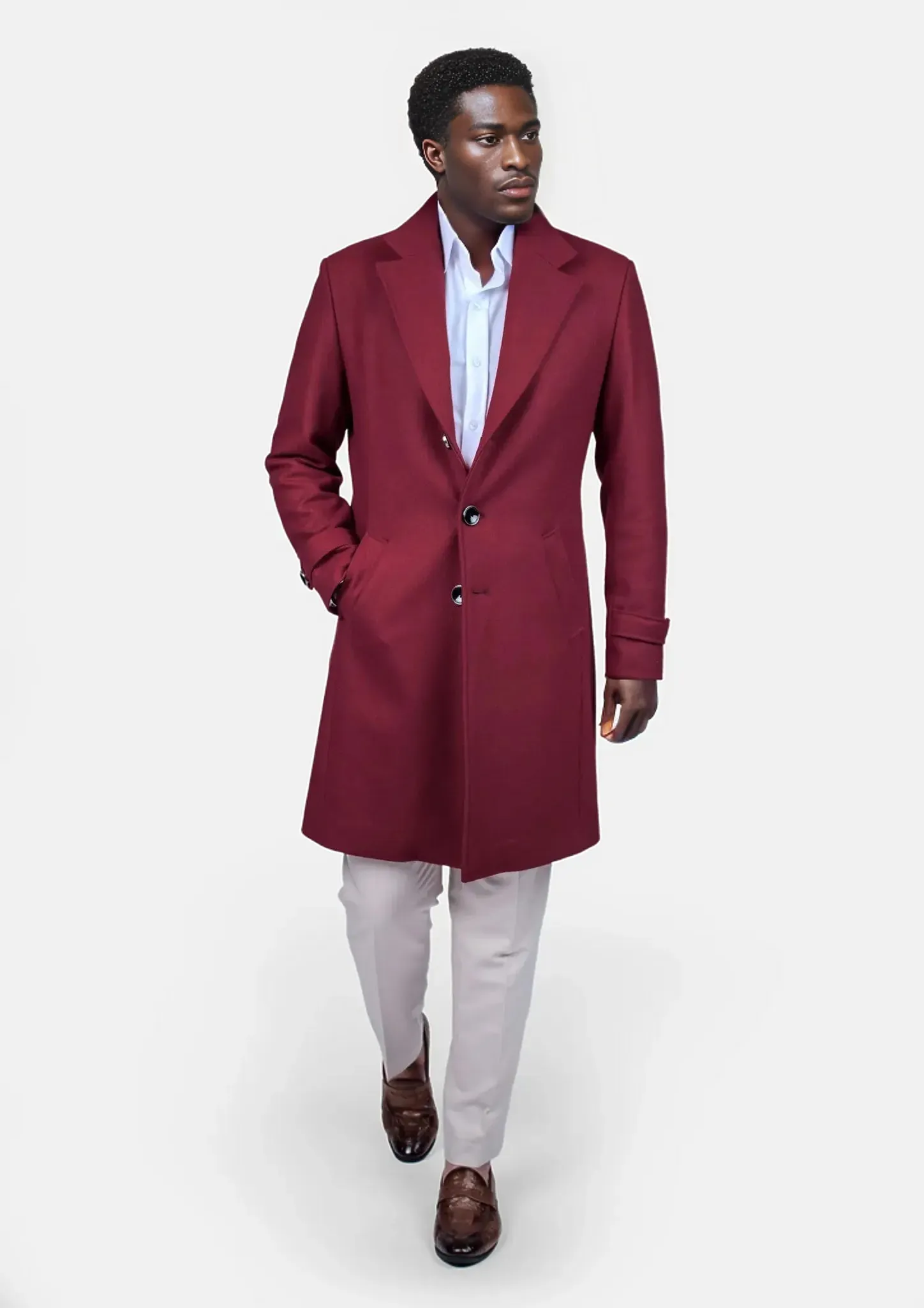 Burgundy Red Classic Overcoat