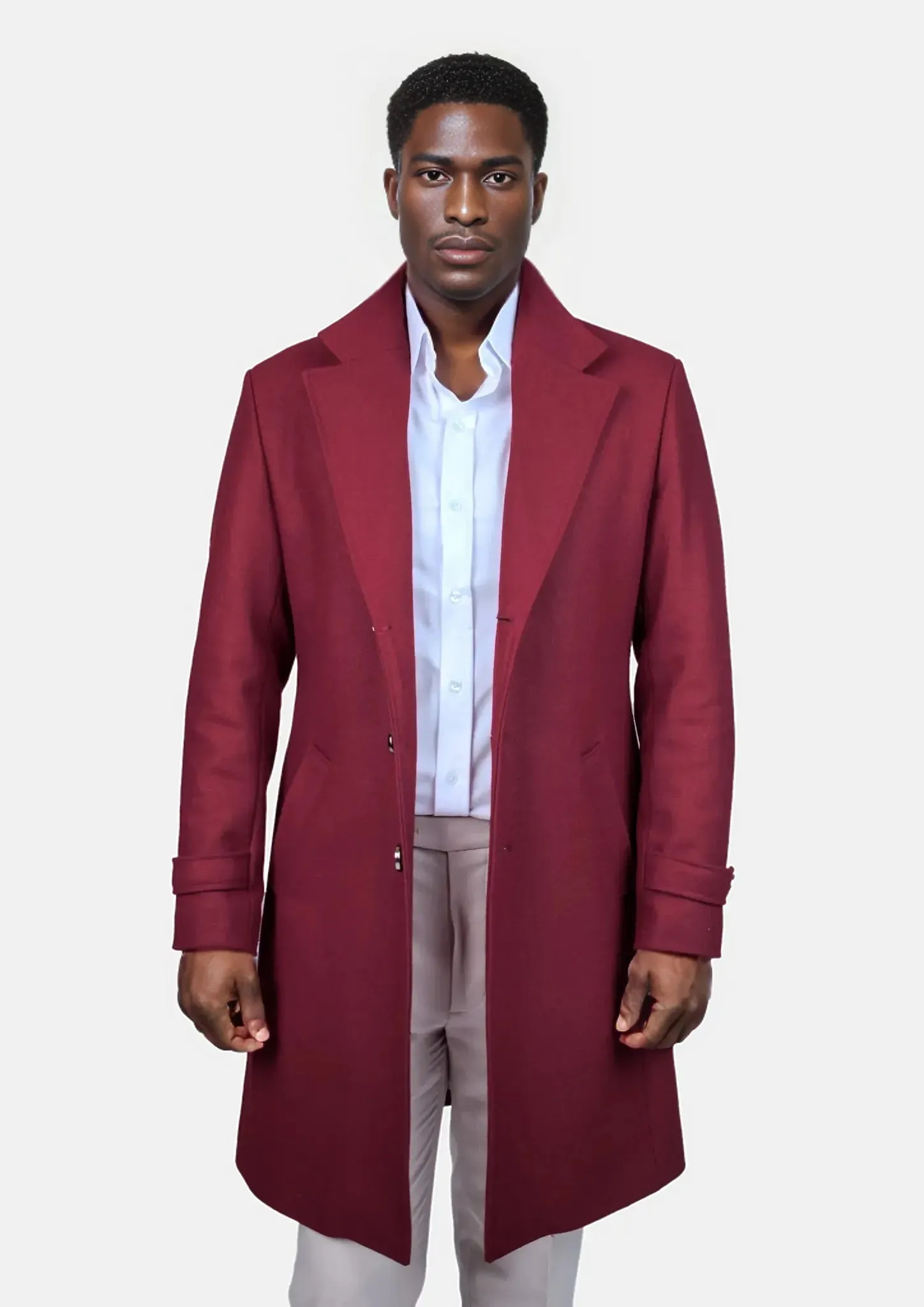 Burgundy Red Classic Overcoat