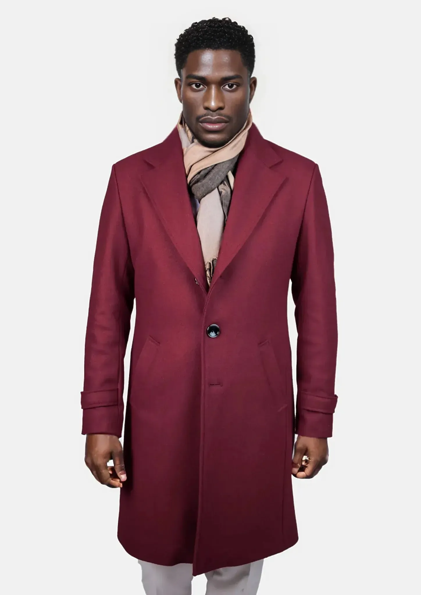 Burgundy Red Classic Overcoat