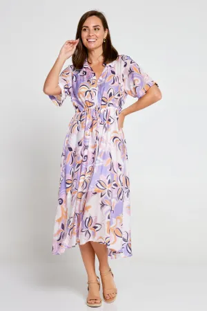 Cassara Cotton Dress - Sunset Symphony