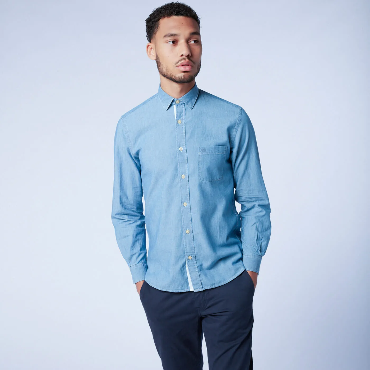 Chemise à manches longues en chambray