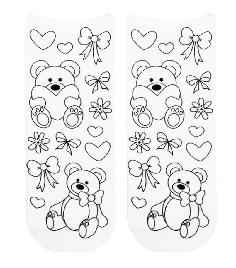 Coloring Socks Teddy Love