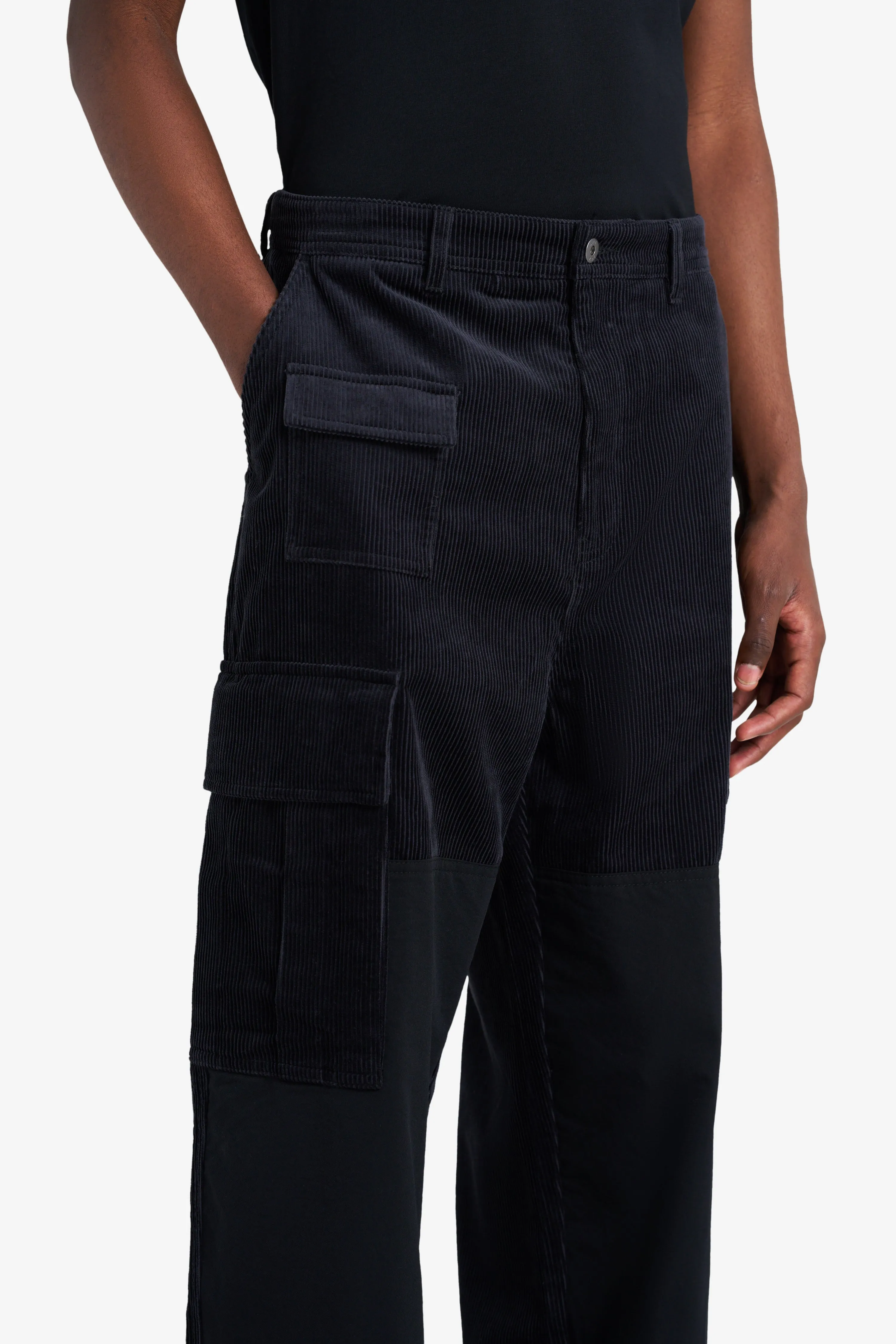 CORDUROY CARGO PANTS BLACK