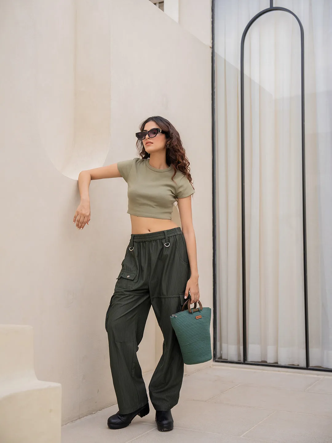 Corduroy Dark Green Cargo Pants